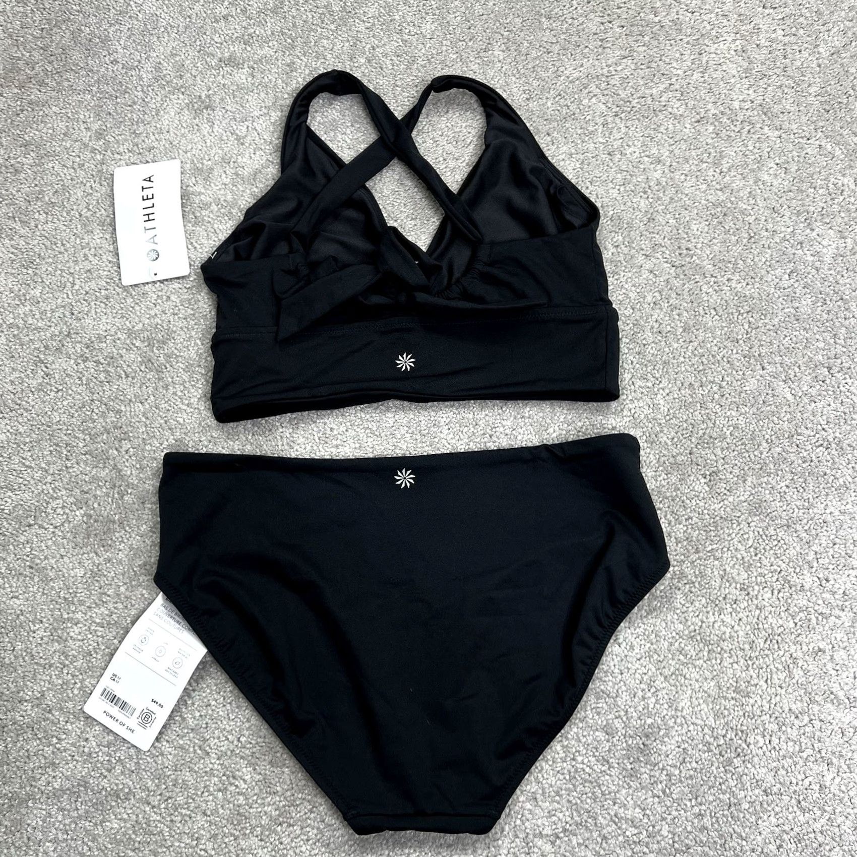 Athleta VINTAGE? No. Athleta Plunge Bikini Swimsuit Top Black D-DD Cup & Clean Full Bottom Black 2 Piece NWT Small/Medium Women XS-? Size S / US 4 / IT 40 - 5 Thumbnail
