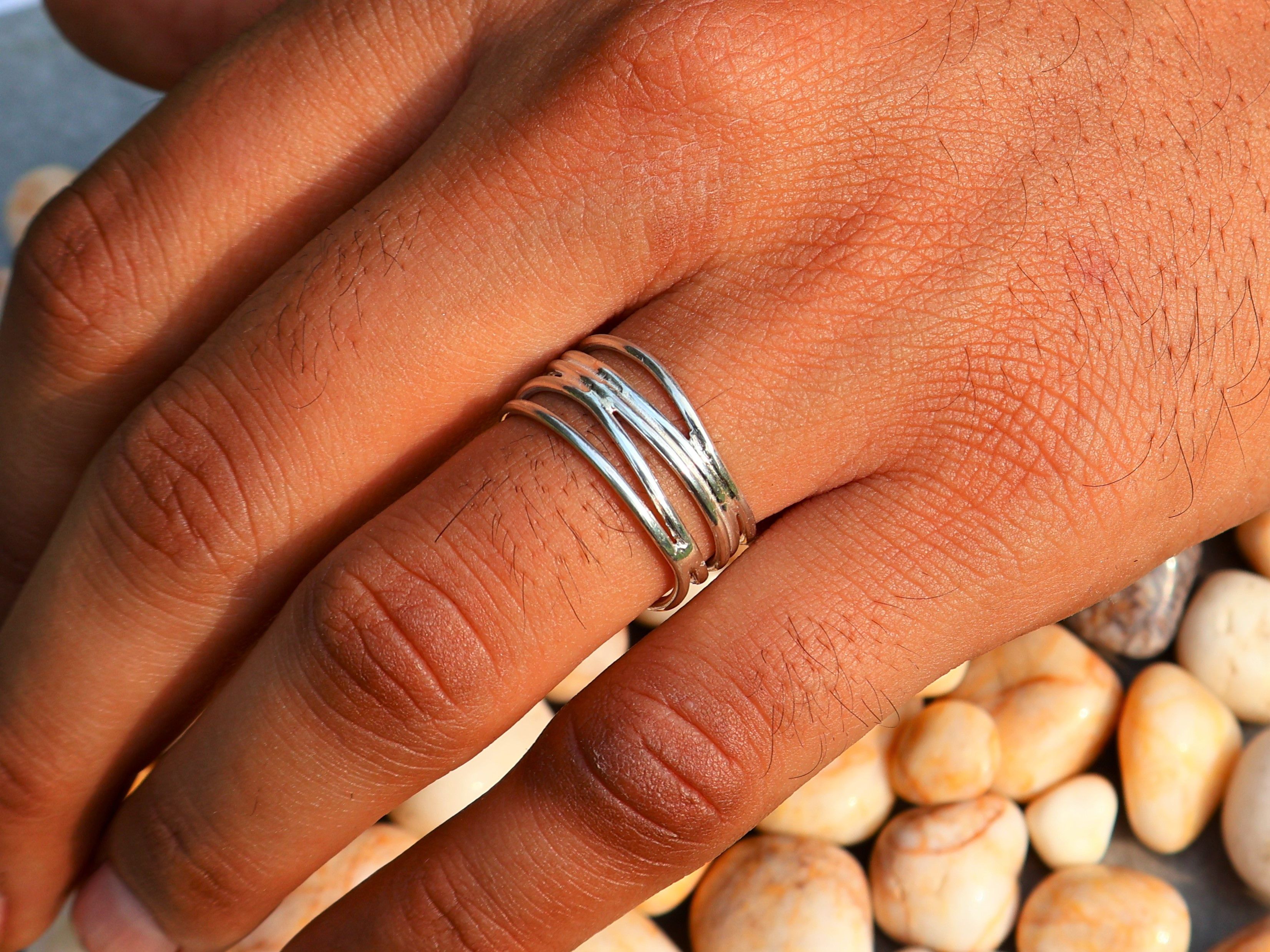 Handmade Rolling Ring, Sterling Silver Jewelry, Handmade Women Ring Size ONE SIZE - 7 Thumbnail