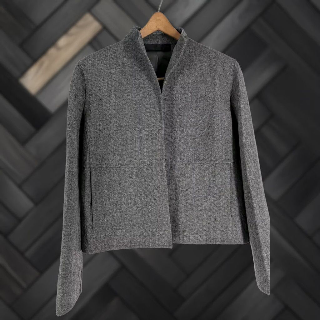 Donna Karan Donna Karan Collection Blazer Wool Open Jacket Gray Vintage Women Medium 6 Italy Blazer Coat Size M / US 6-8 / IT 42-44 - 1 Thumbnail
