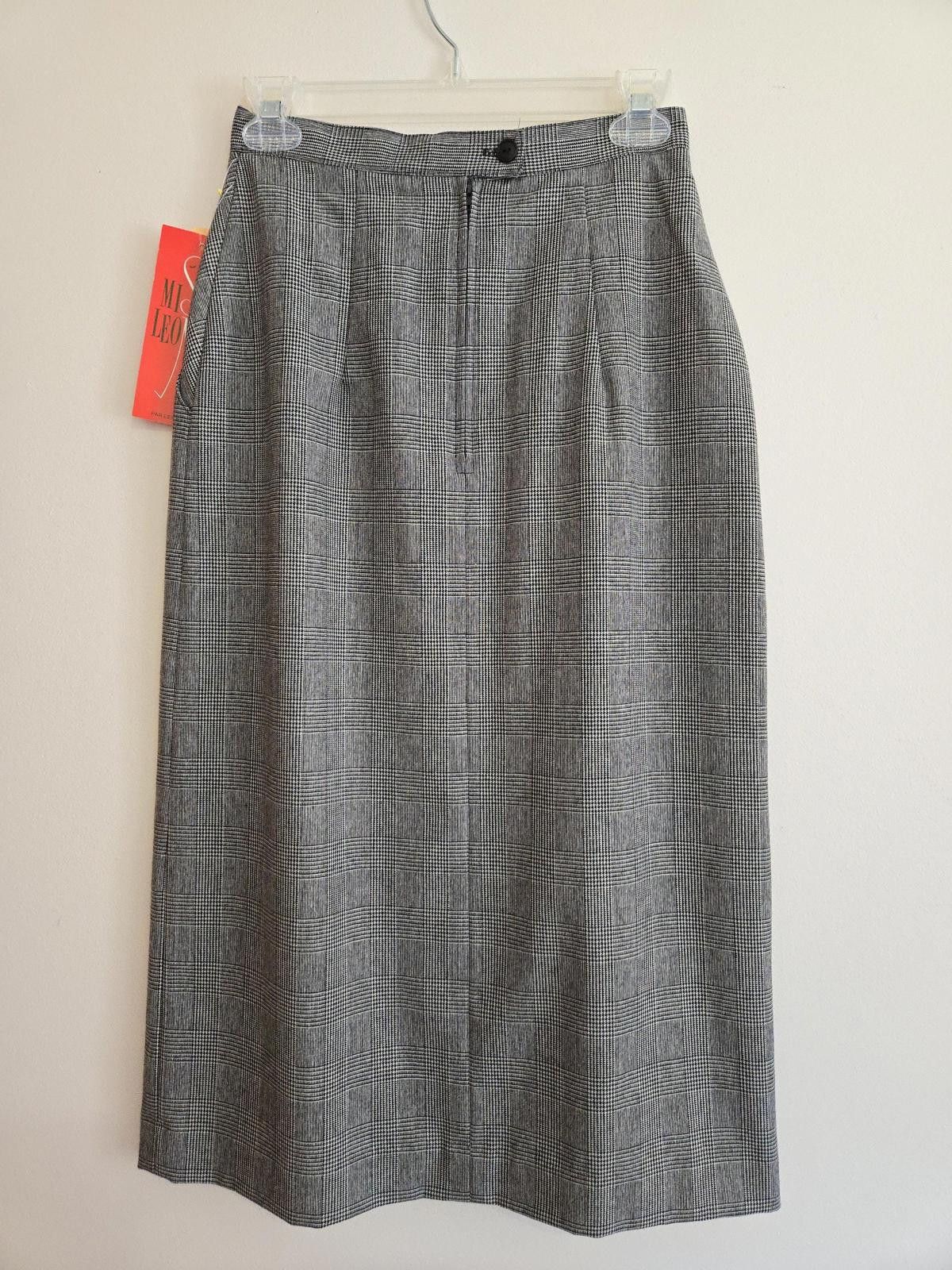 Designer Vintage Deadstock 1970s Mister Leonard Glen Check Midi Skirt Size 30" / US 8 / IT 44 - 4 Thumbnail