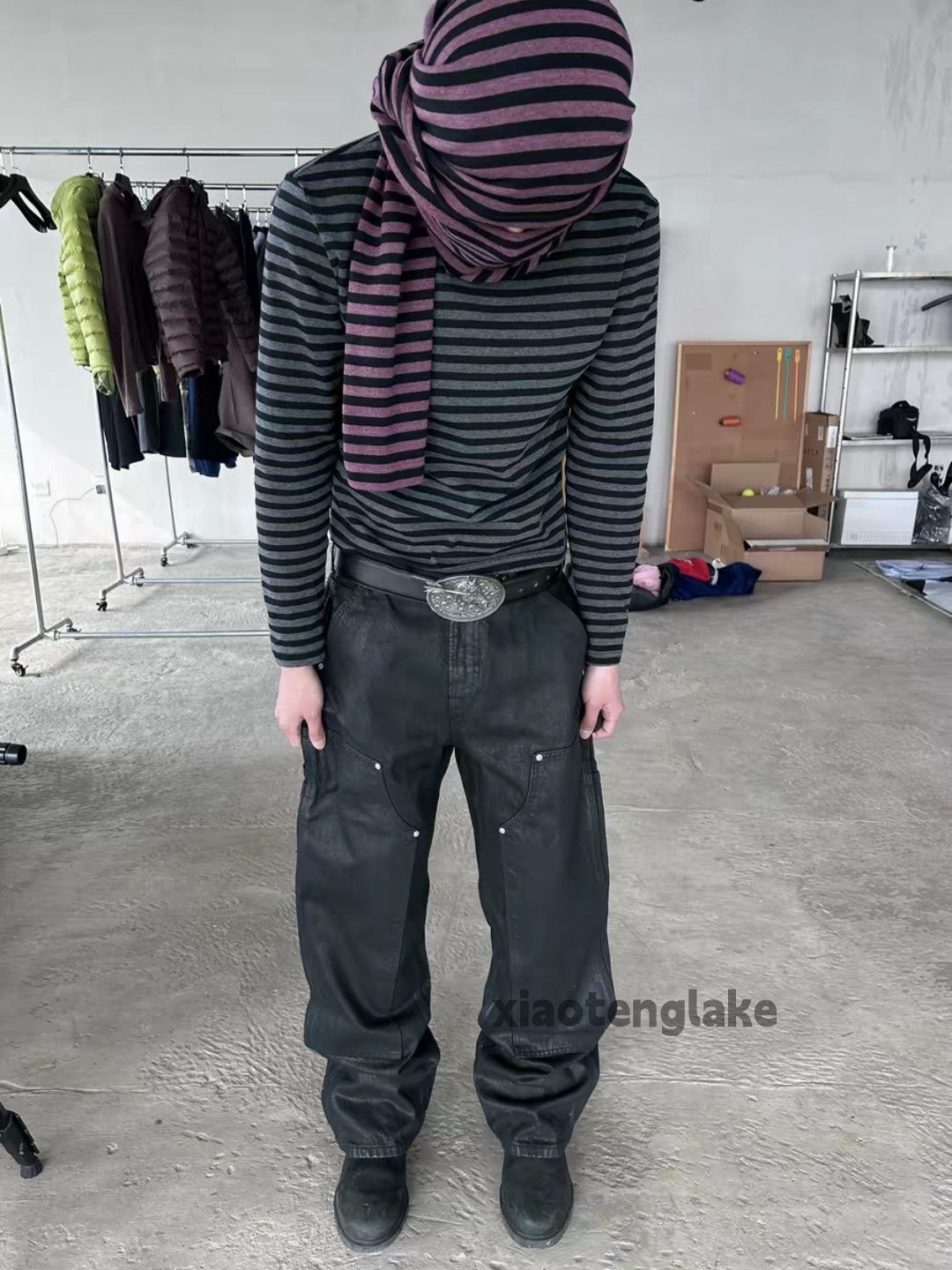 Jean xtl wax coated loose baggy hiphop carpenter punk jeans Size US 32 / EU 48 - 3 Thumbnail