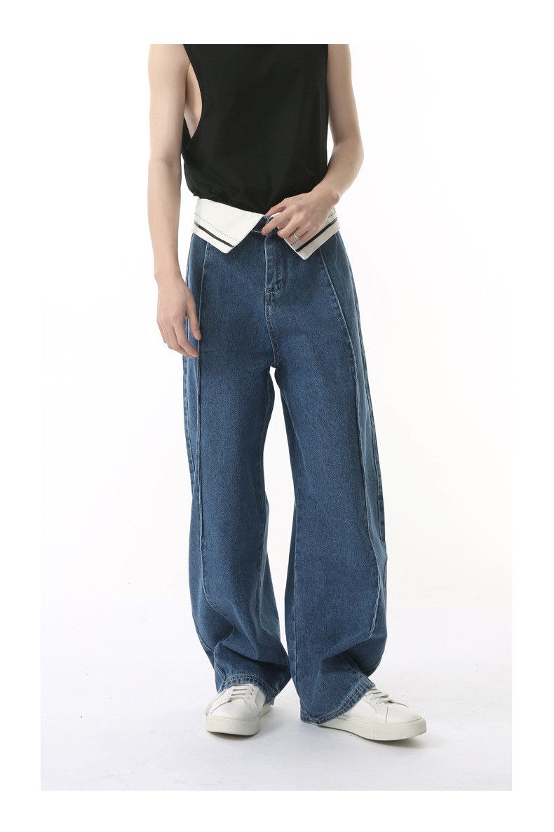 Japanese Brand × Jean Waist cuffed deconstructed vintage wide-leg scimitar jeans Size US 32 / EU 48 - 3 Thumbnail