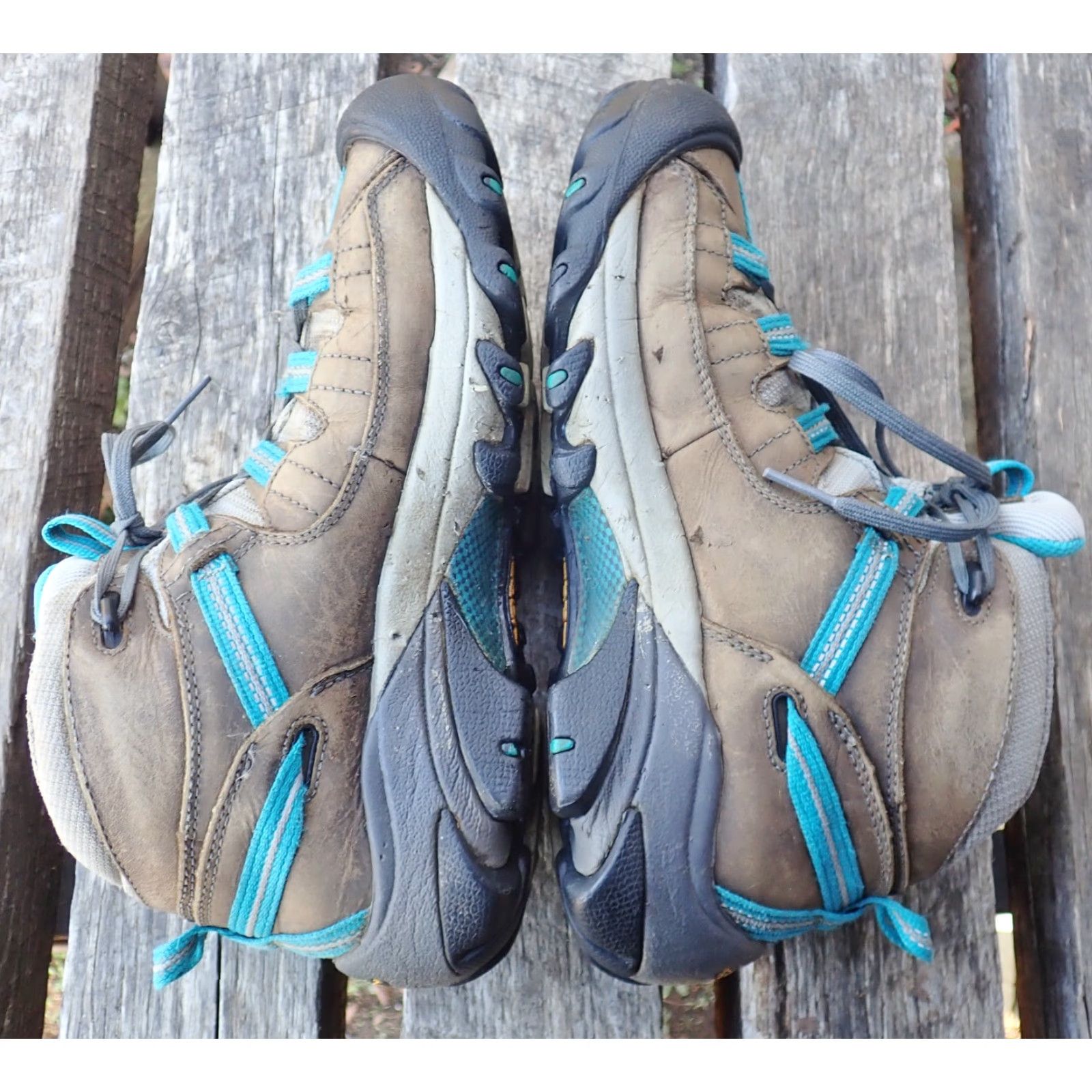 KEEN VINTAGE KEEN Targhee II Mid Leather Waterproof Hiking Boots Womens Size 8.5 Brown Teal Size US 9 / IT 39 - 3 Thumbnail