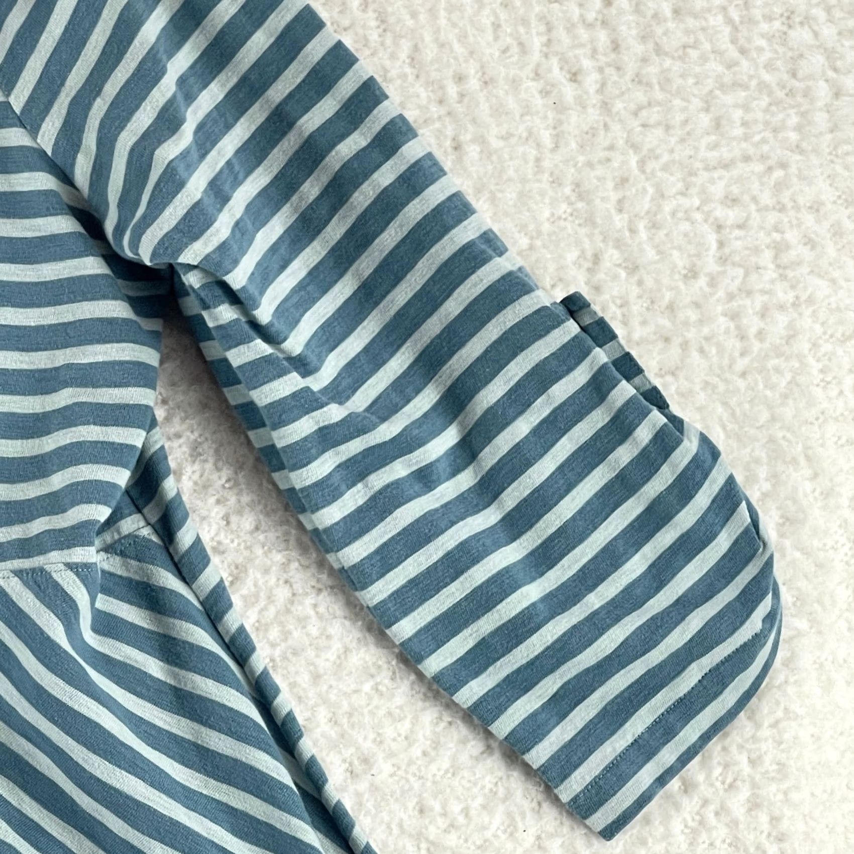 Soft Surroundings Soft Surroundings Preston Stripe Shirt Womens Large Green Roll Tab Sleeve Casual Size L / US 10 / IT 46 - 5 Thumbnail
