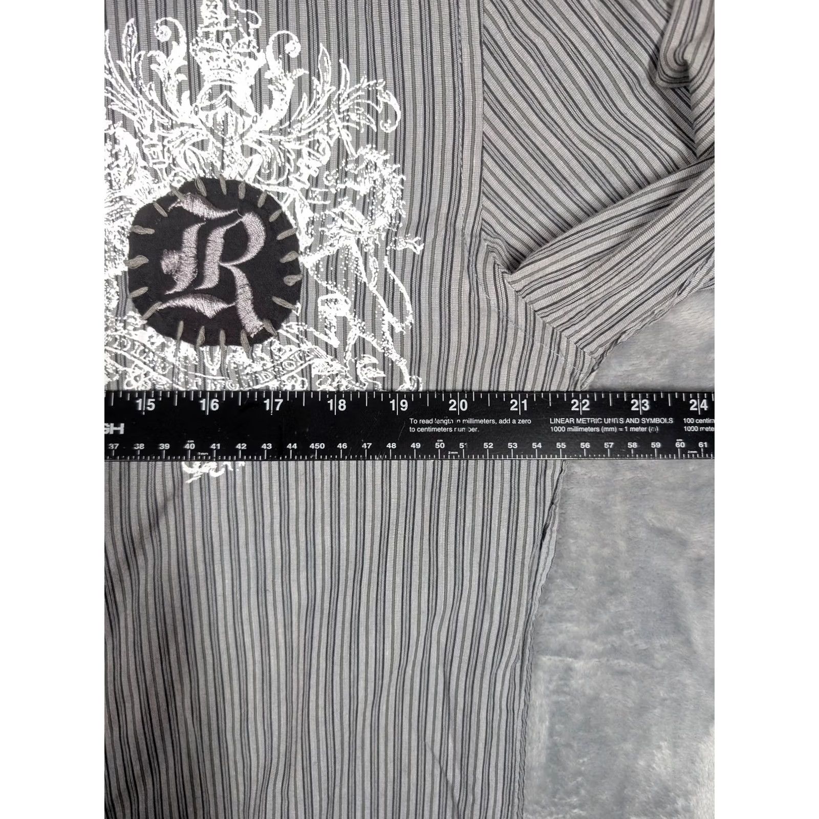 Roar Roar Shirt Mens L Gray Stripe Embroidered Eagle Western Button Up Size US L / EU 52-54 / 3 - 3 Thumbnail
