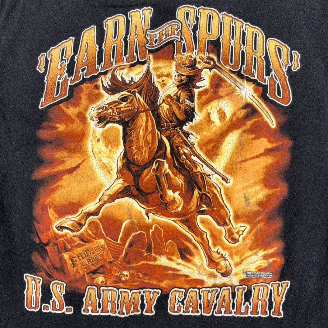 Vintage US Army Shirt Adult LARGE Black Earn Spurs Cavalry 762 Design Horse Soldier Y2K Size US L / EU 52-54 / 3 - 4 Thumbnail
