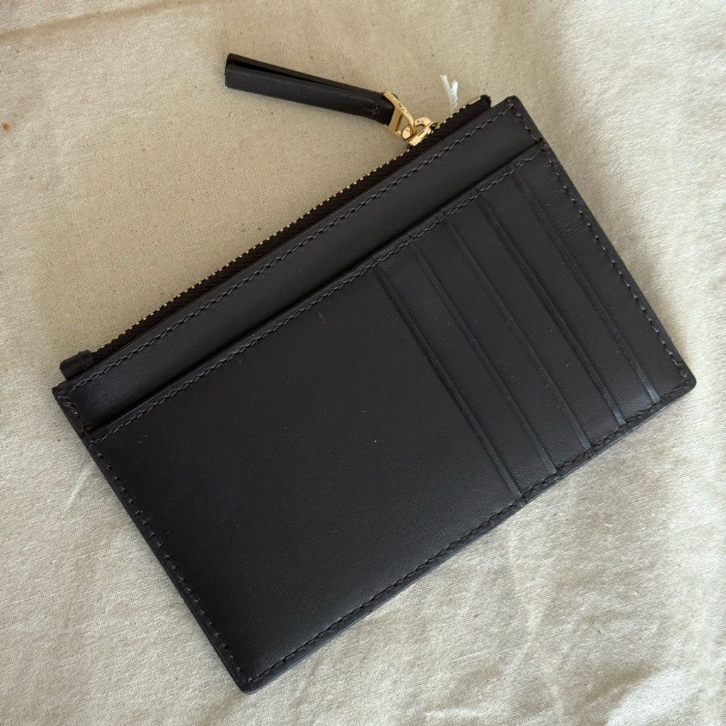 Tory Burch NWT TORY BURCH BRITTEN SOFT ZIP CARD CASE DARK MAHOGANY Size ONE SIZE - 4 Thumbnail