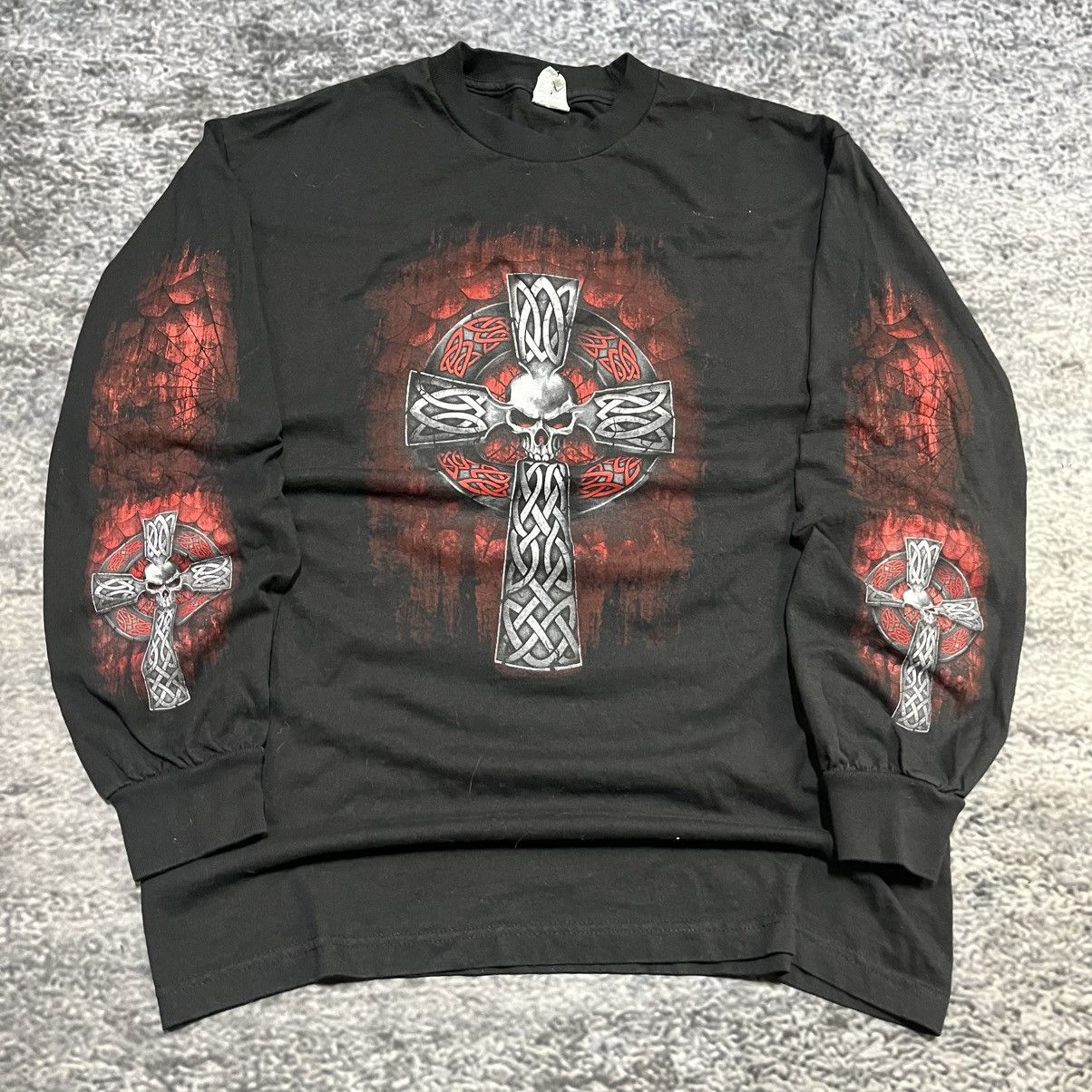 JNCO Vintage Y2K JNCO Style Skull Cross Shirt Longsleeve Grunge Size US L / EU 52-54 / 3 - 3 Thumbnail