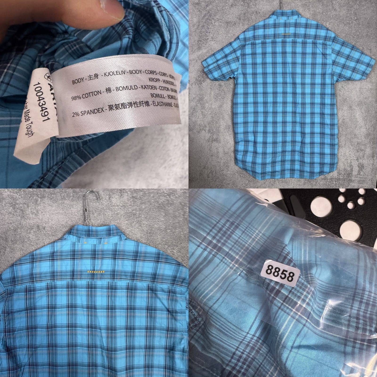 Ariat Ariat Rebar Shirt Mens XLT Tall Plaid Short Sleeve Durastretch Workwear Utility Shirt Size US XL / EU 56 / 4 - 8 Thumbnail
