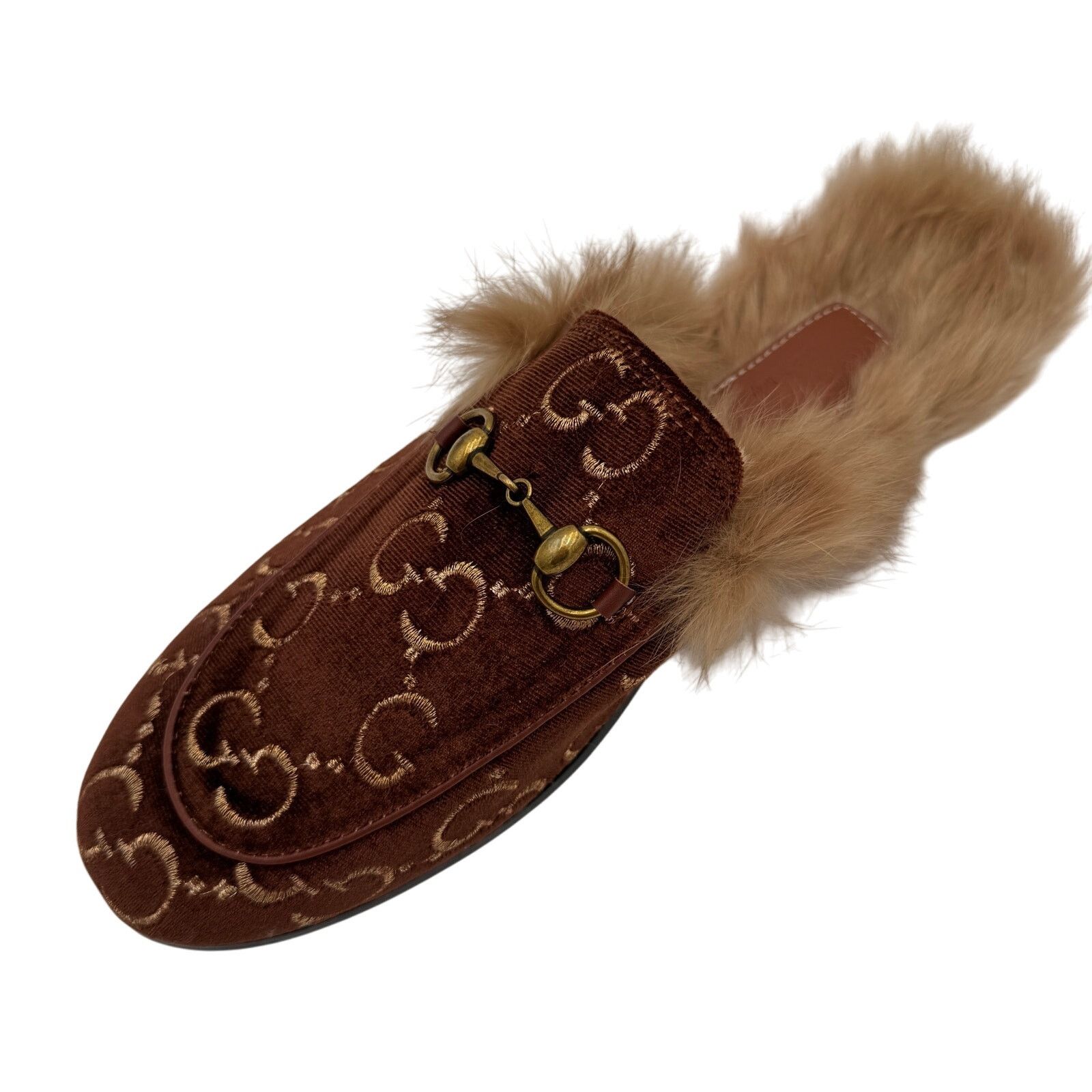 Gucci 40 Gucci Princetown Velvet GG Slipper Lamb Mules RIGHT ONLY Size US 9.5 / IT 39.5 - 3 Thumbnail