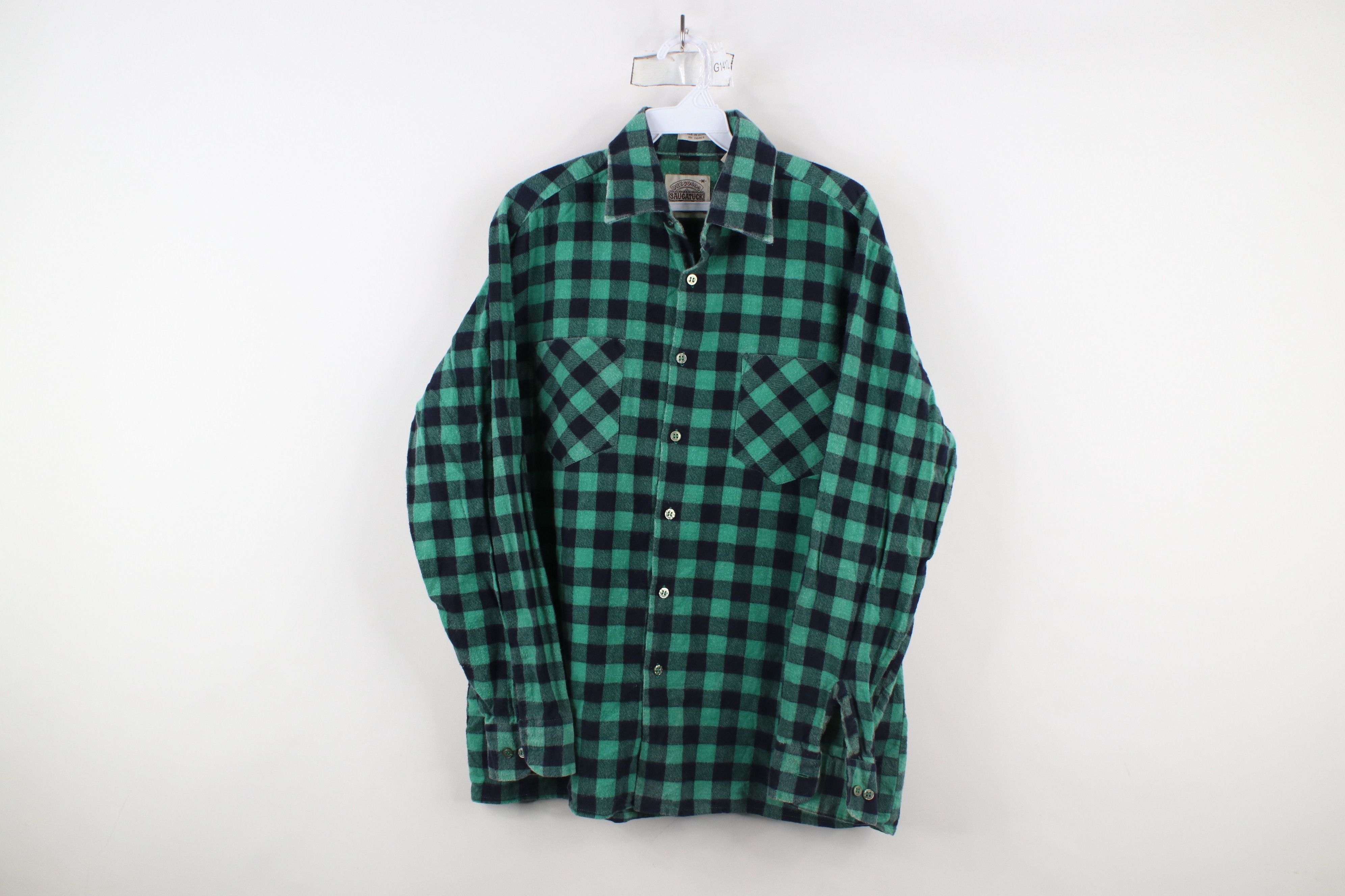 Vintage Vintage 90s Streetwear Flannel Collared Button Shirt Green Size US M / EU 48-50 / 2 - 1 Thumbnail