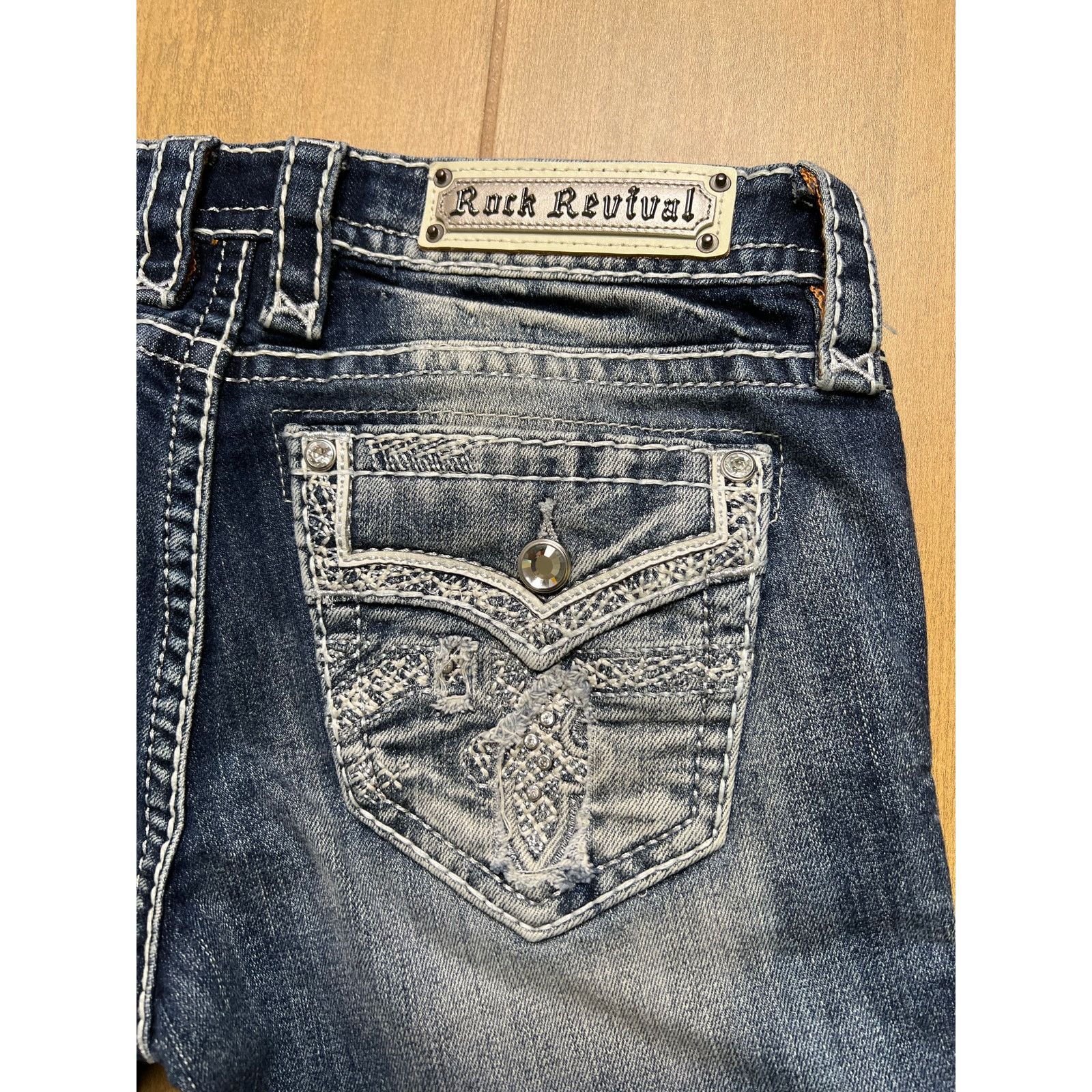 Rock Revival Rock Revival Embellished Low Rise Sargon Straight Denim 29 Size 29" - 9 Thumbnail