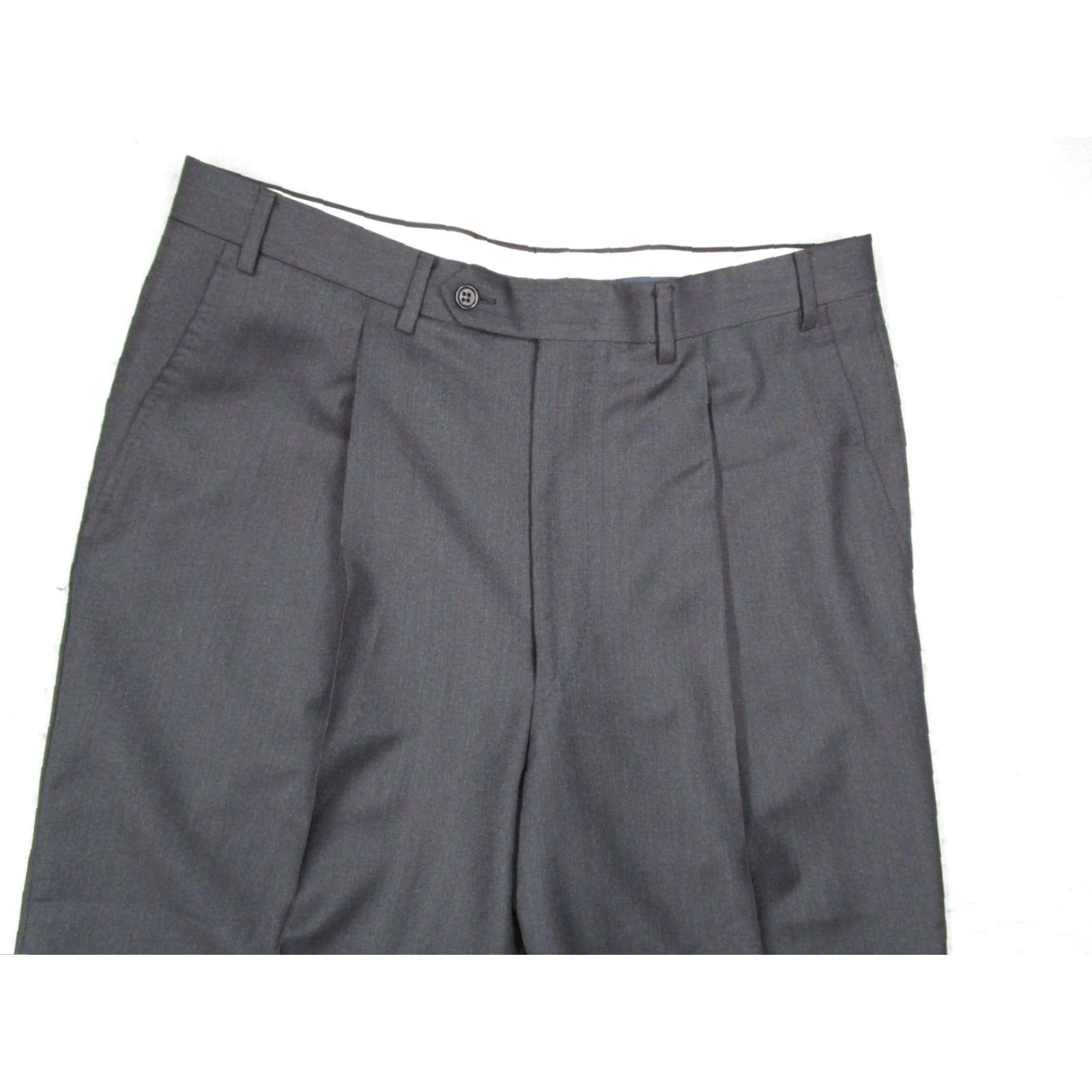 Canali Canali Mens Gray Wool Pleated Cuffed Dress Pants 34x29 Italian Made Size US 34 / EU 50 - 2 Thumbnail