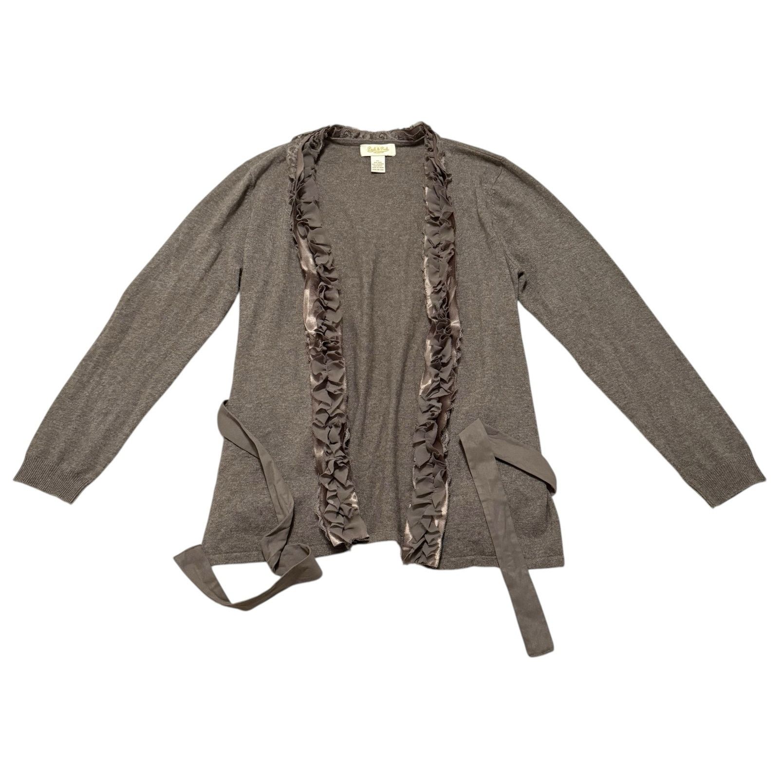 Other Peck & Peck Cardigan Sweater Wool Cashmere Ruffles Brown XL Size XL / US 12-14 / IT 48-50 - 1 Thumbnail