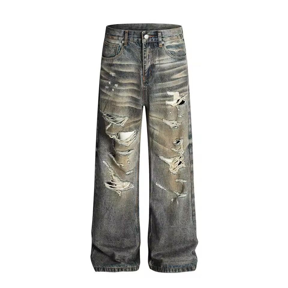Heavy Duty Vintage Distressed Ripped Jean