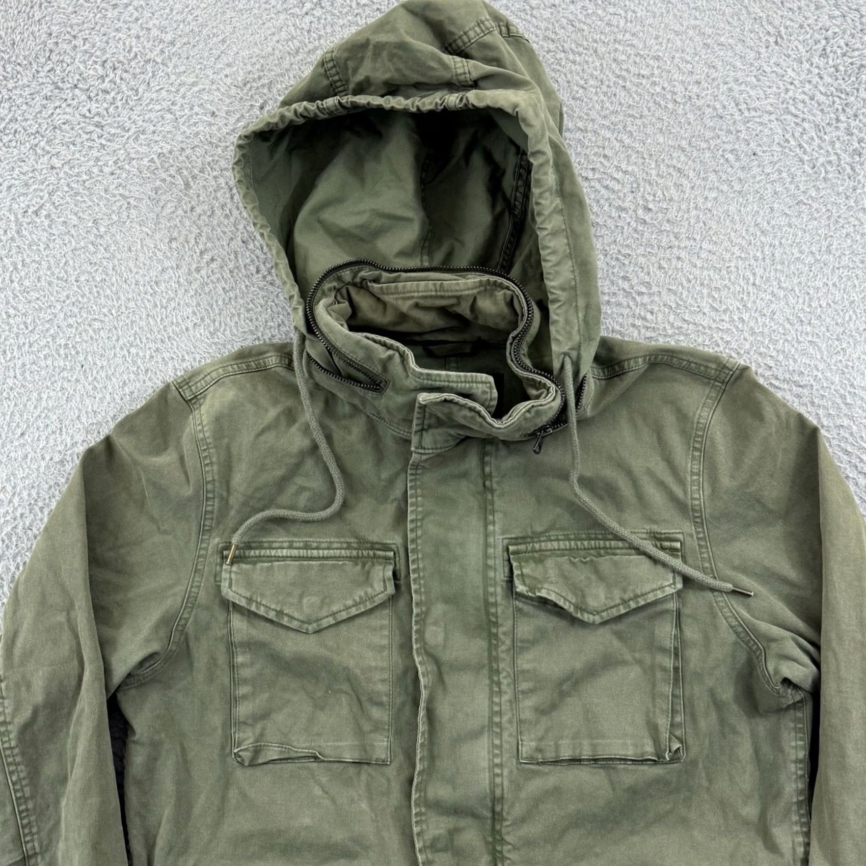 Old Navy VINTAGE Old Navy Jacket Womens Medium Green Zip Snap Hooded Utility Military Y2K Size M / US 6-8 / IT 42-44 - 3 Thumbnail