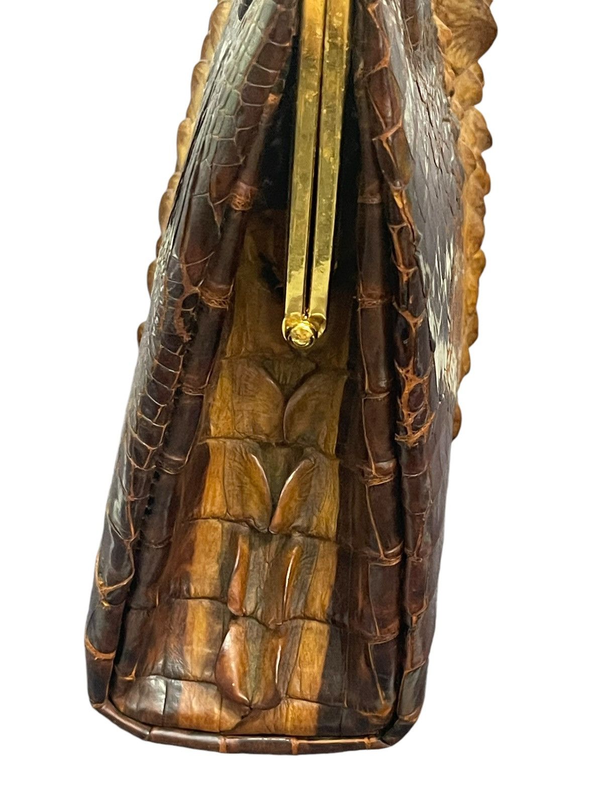Vintage Crocodile Leather Patina Vtg 50s Unknown Japan Hand Bag 4🟩 Size ONE SIZE - 14 Thumbnail