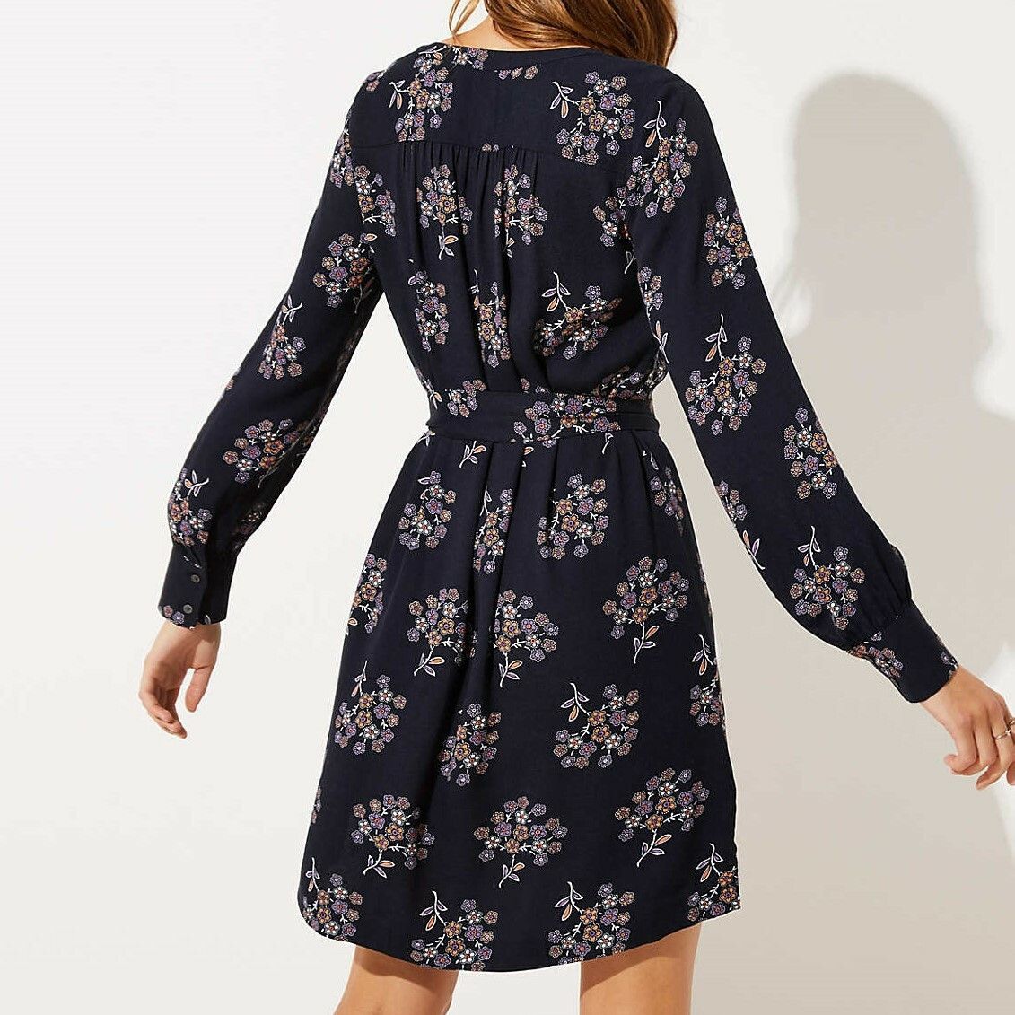 Loft Anemone Floral Shirtdress In Fresh Navy Color and size M NWT Size M / US 6-8 / IT 42-44 - 4 Thumbnail