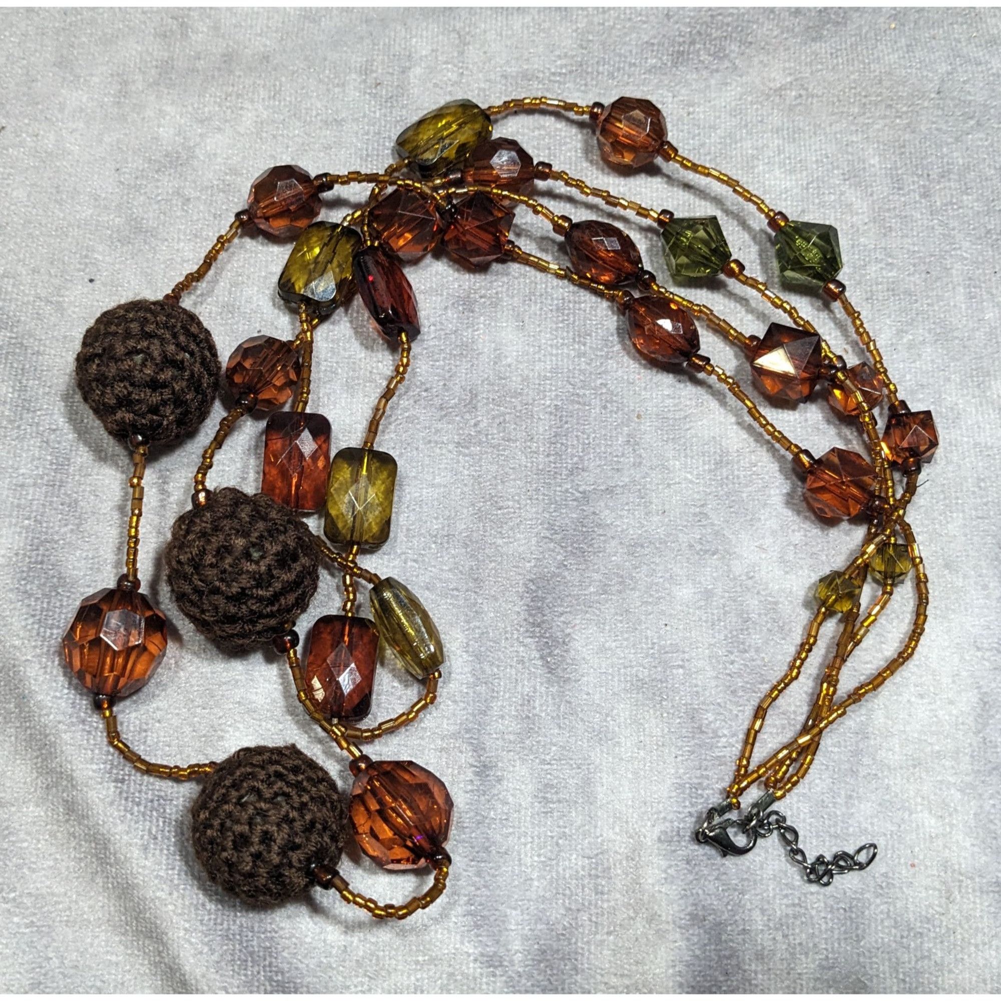 Other Vintage 70s Hippie Earth Tone Acrylic And Crochet Beaded Nec Size ONE SIZE - 5 Thumbnail