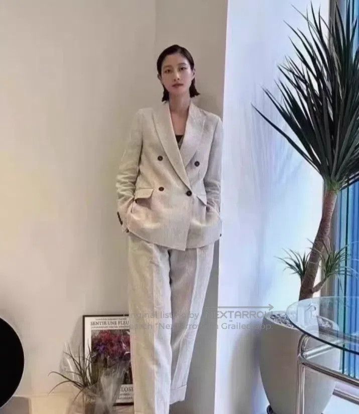 Brunello Cucinelli Brunello Cucinelli Pearlescent White Suit Jacket Size XXS / US 00 / IT 34 - 3 Thumbnail
