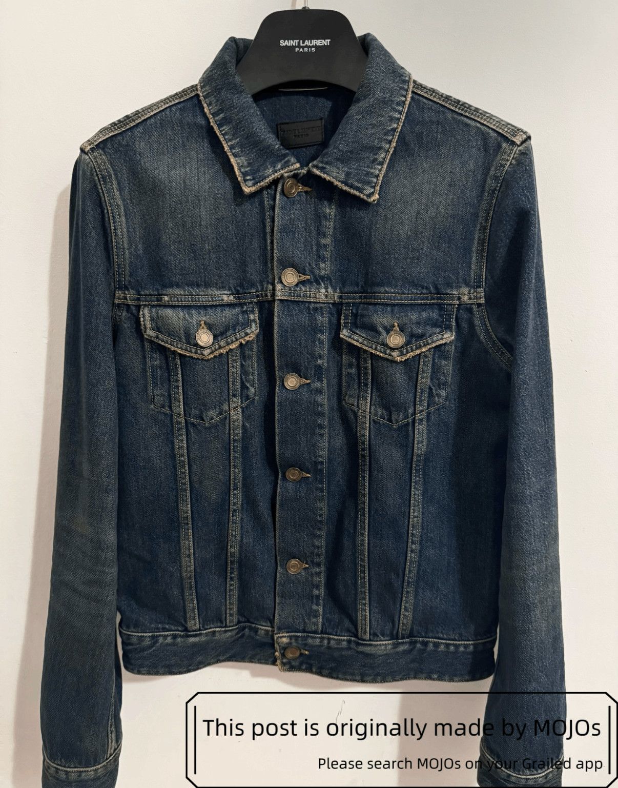 Sz S Saint Laurent Paris 15SS Dark Blue Denim Jacket mojos69