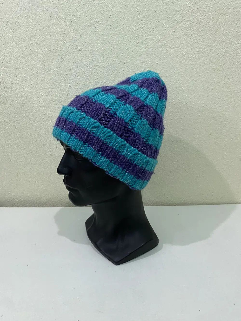 Japanese Brand × Vintage Japanese Brand Ocean And Ground Stripe Design Beanie Hat Size ONE SIZE - 3 Thumbnail