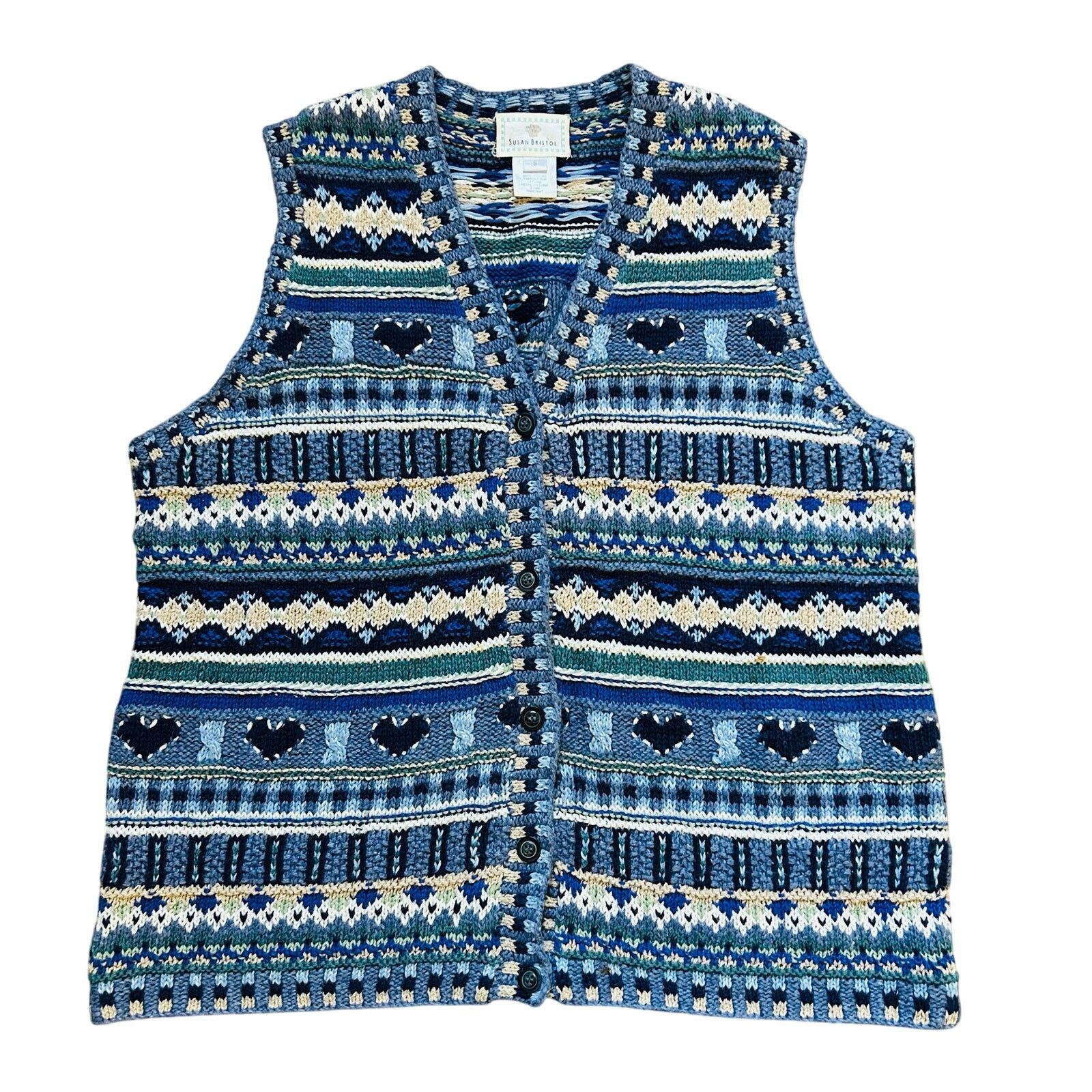 Vintage Vintage Hand Knit Sweater Vest Susan Bristol Wool Small Size S / US 4 / IT 40 - 1 Thumbnail