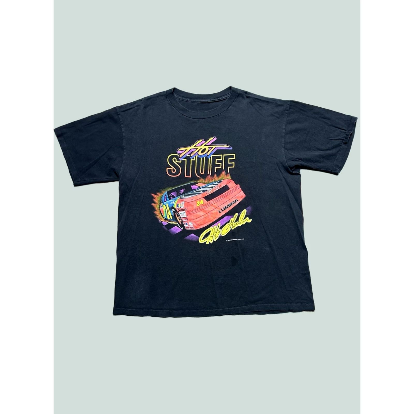 NASCAR VINTAGE 90s Graphic T Shirt Jeff Gordon Nascar Racing Hot Stuff Single Stitch XL Shirt Men Black 90s Mens XL Yellow? Size US XL / EU 56 / 4 - 1 Thumbnail