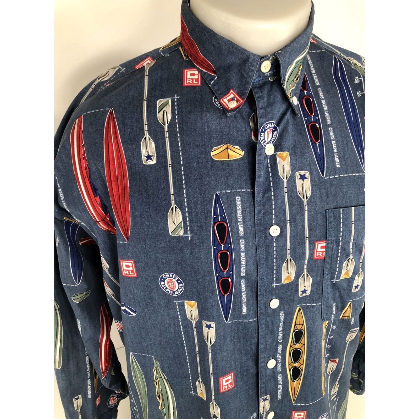 Ralph Lauren Chaps / Ralph Lauren All Over - Vintage Rowing Kayak Canoe Crew Mens L Shirt Size US L / EU 52-54 / 3 - 3 Thumbnail