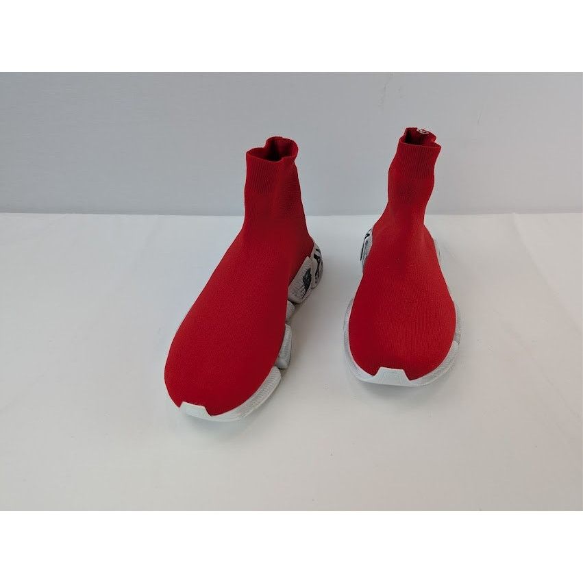 Balenciaga o1rshd1 Q:2 / Speed 2.0 Graffiti Recycled Knit Sneaker Red Size US 11 / EU 44 - 8 Thumbnail