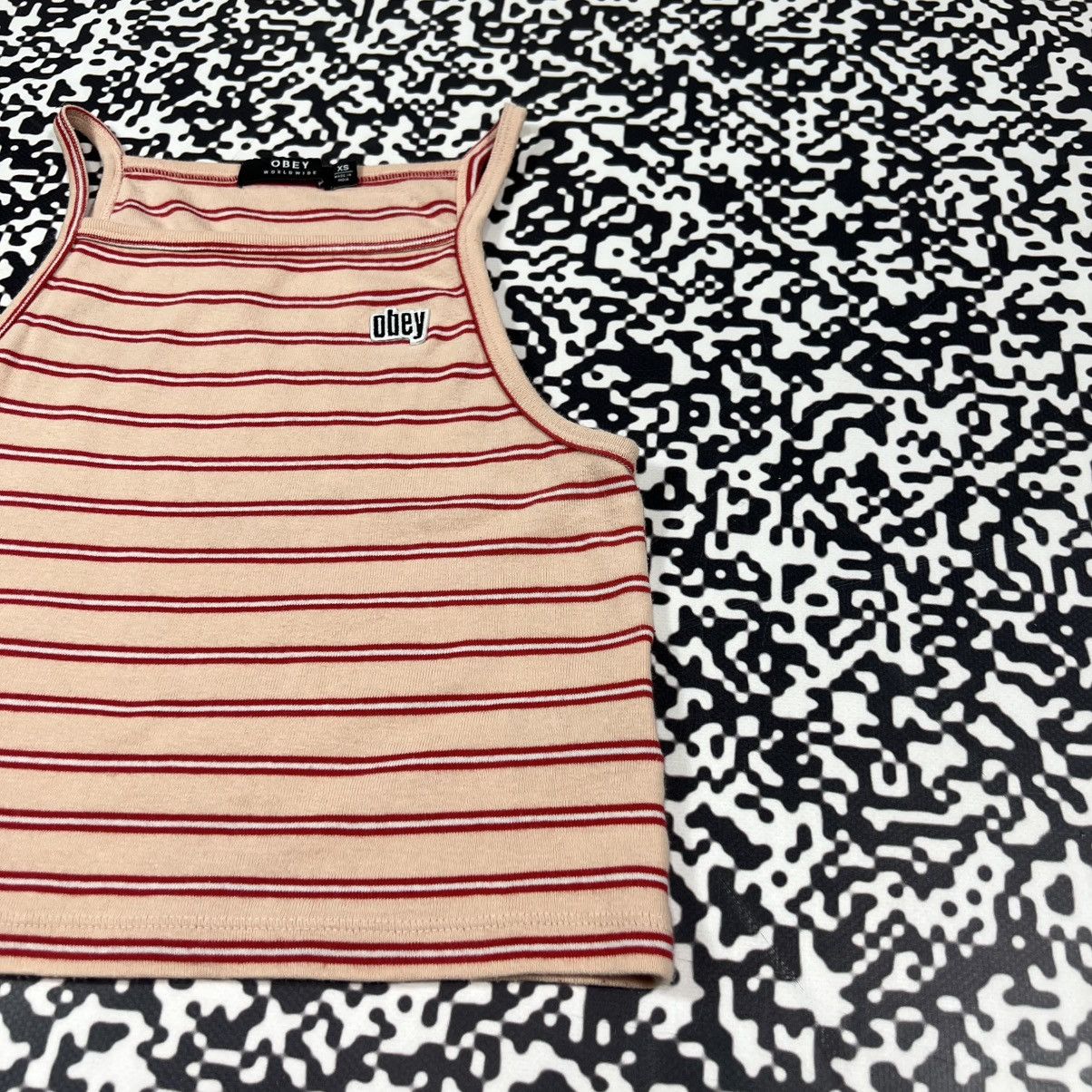 Obey Vintage Y2K Obey Striped Retro Sexy Tank Top Skate Sk8 Style Size XS / US 0-2 / IT 36-38 - 5 Thumbnail
