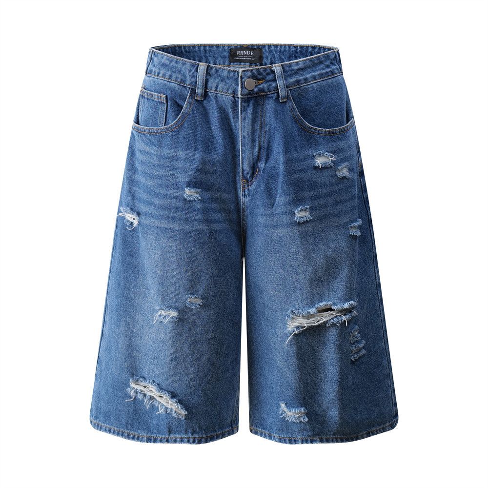 Japanese Brand × Jean Men's distressed washed loose ripped denim shorts Size US 32 / EU 48 - 1 Thumbnail