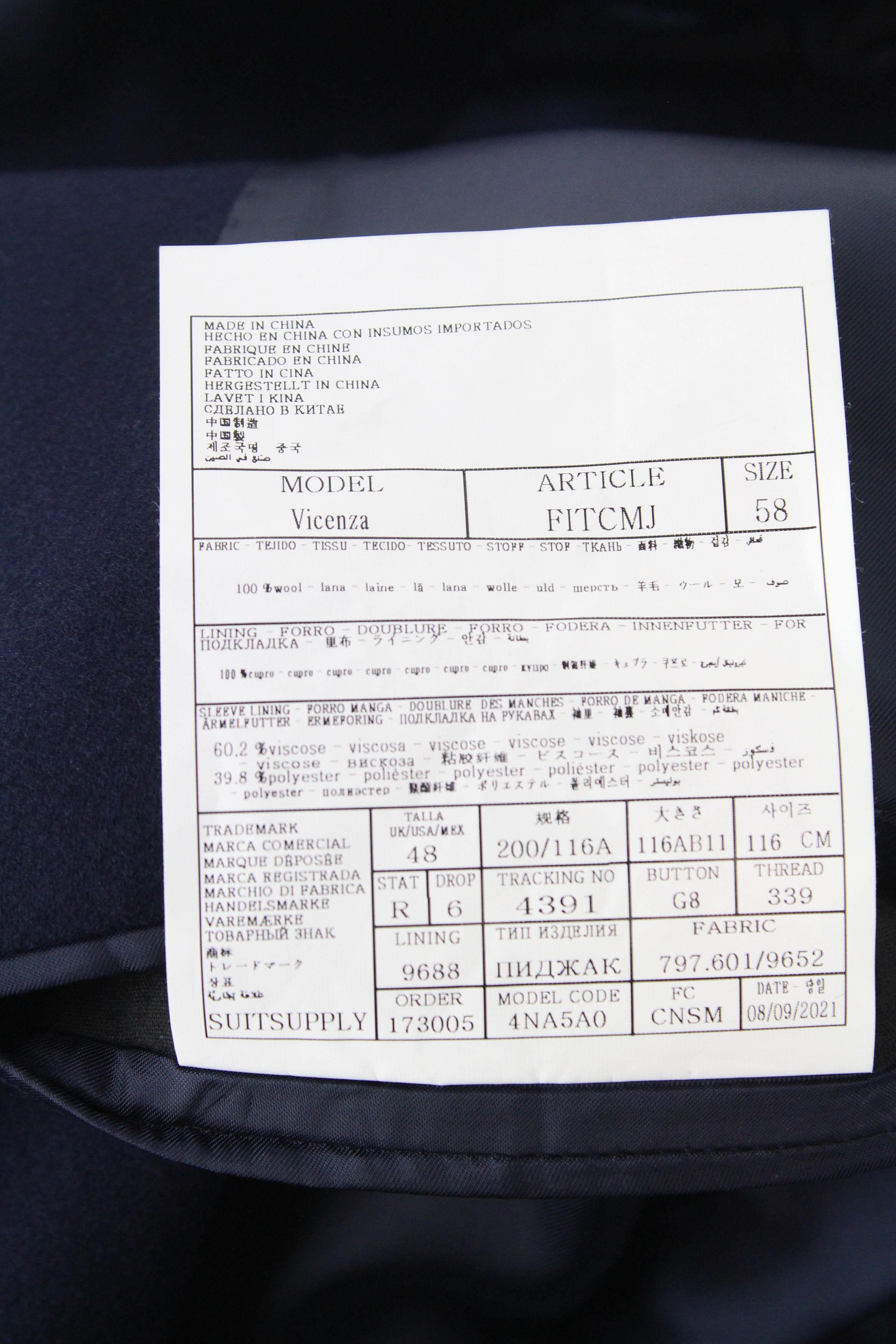 Suitsupply VICENZA UK48R Navy Wool Flannel Coat 66699 Size US XXL / EU 58 / 5 - 6 Thumbnail