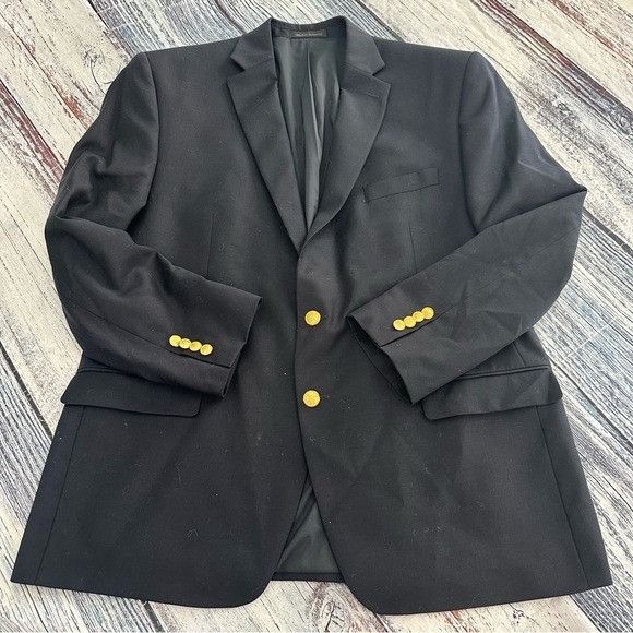 Ralph Lauren Lauren Ralph Lauren 100% Wool Men's Navy Suit Blazer Size 46R - 2 Thumbnail