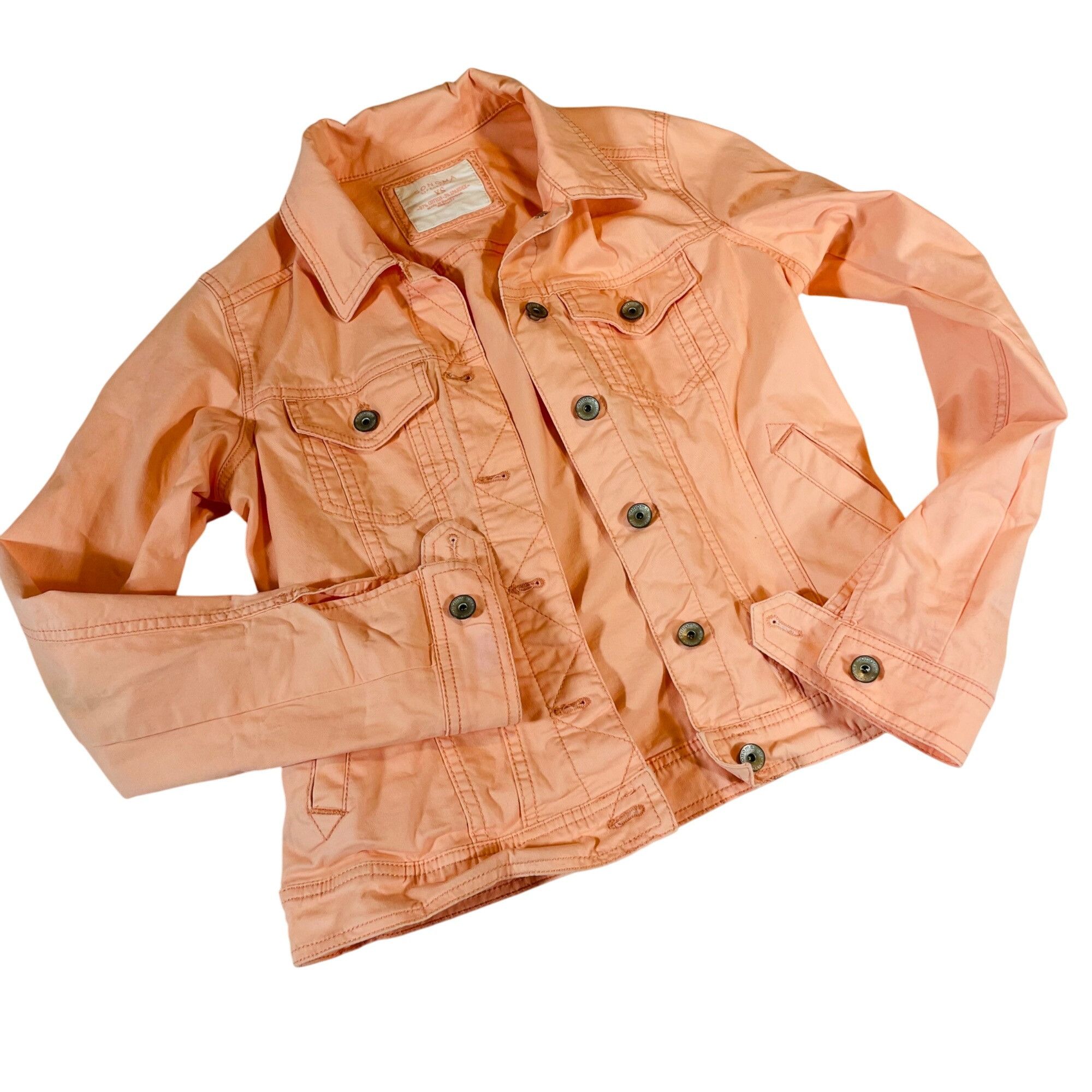 Sonoma Sonoma Peach Denim Jacket XS Women's Button-Up with Stretch Size XS / US 0-2 / IT 36-38 - 1 Thumbnail