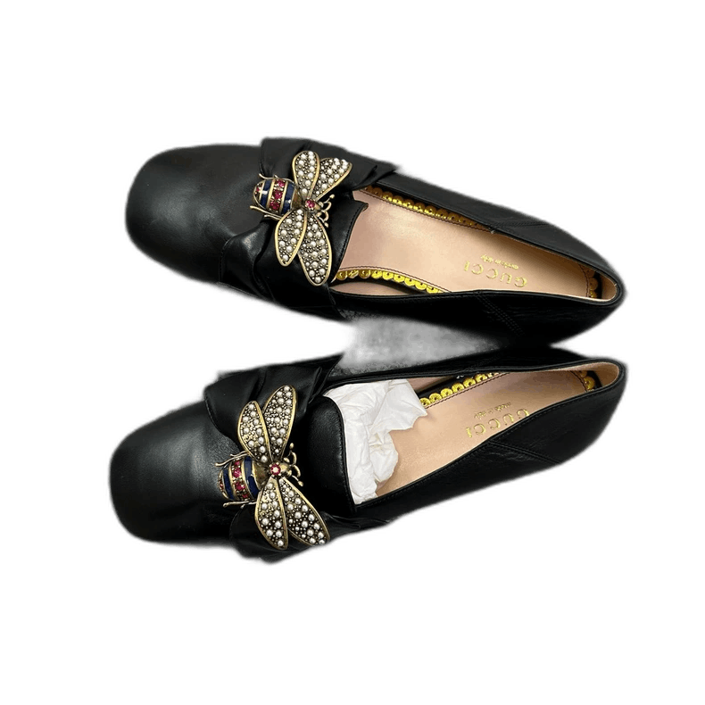 Gucci Gucci Bee Soft Leather Loafers Size 35.5 Size US 5 / IT 35 - 1 Thumbnail