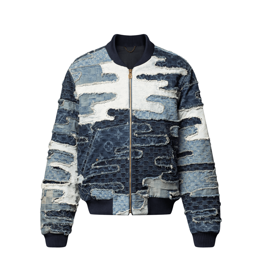 Patchwork Denim Bomber Jacket