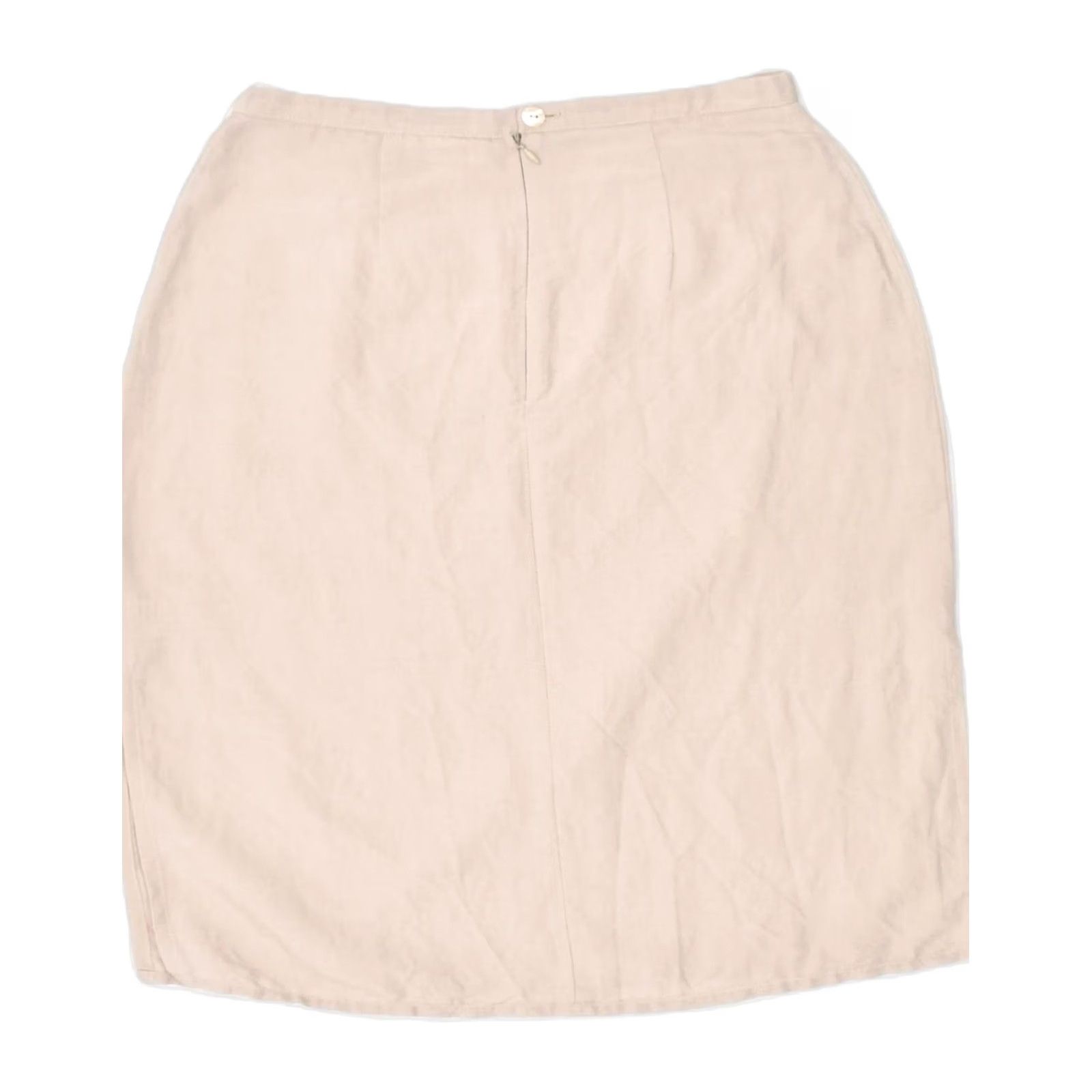 Vintage GAUDI Womens High Waist Pencil Skirt Pink Linen Medium W26 IT 42 Size 32" / US 10 / IT 46 - 2 Thumbnail