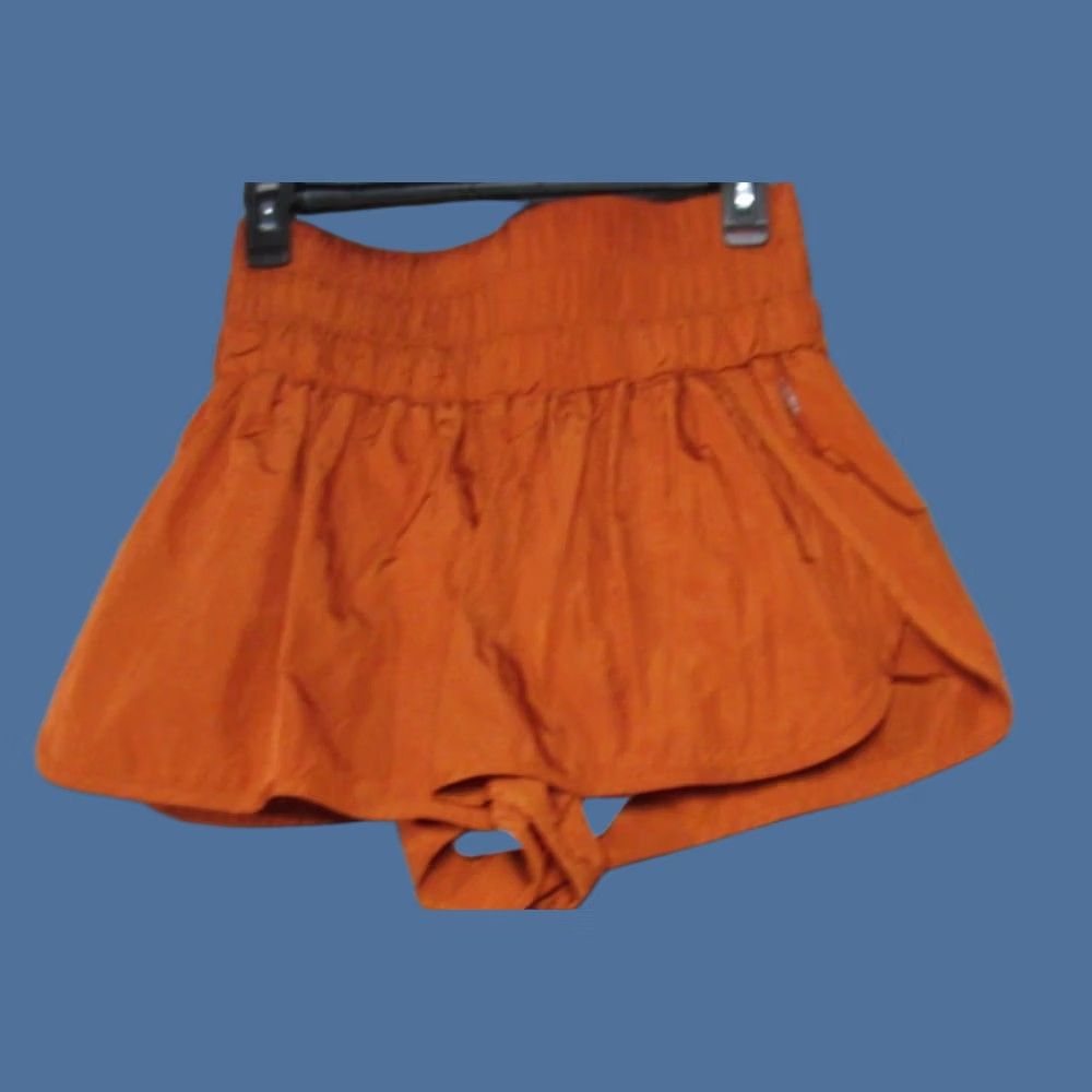 Free People Free People Shorts Women Large Orange Smocked High Waist The Way Home FP Movement Size 36" / US 14 / IT 50 - 1 Thumbnail