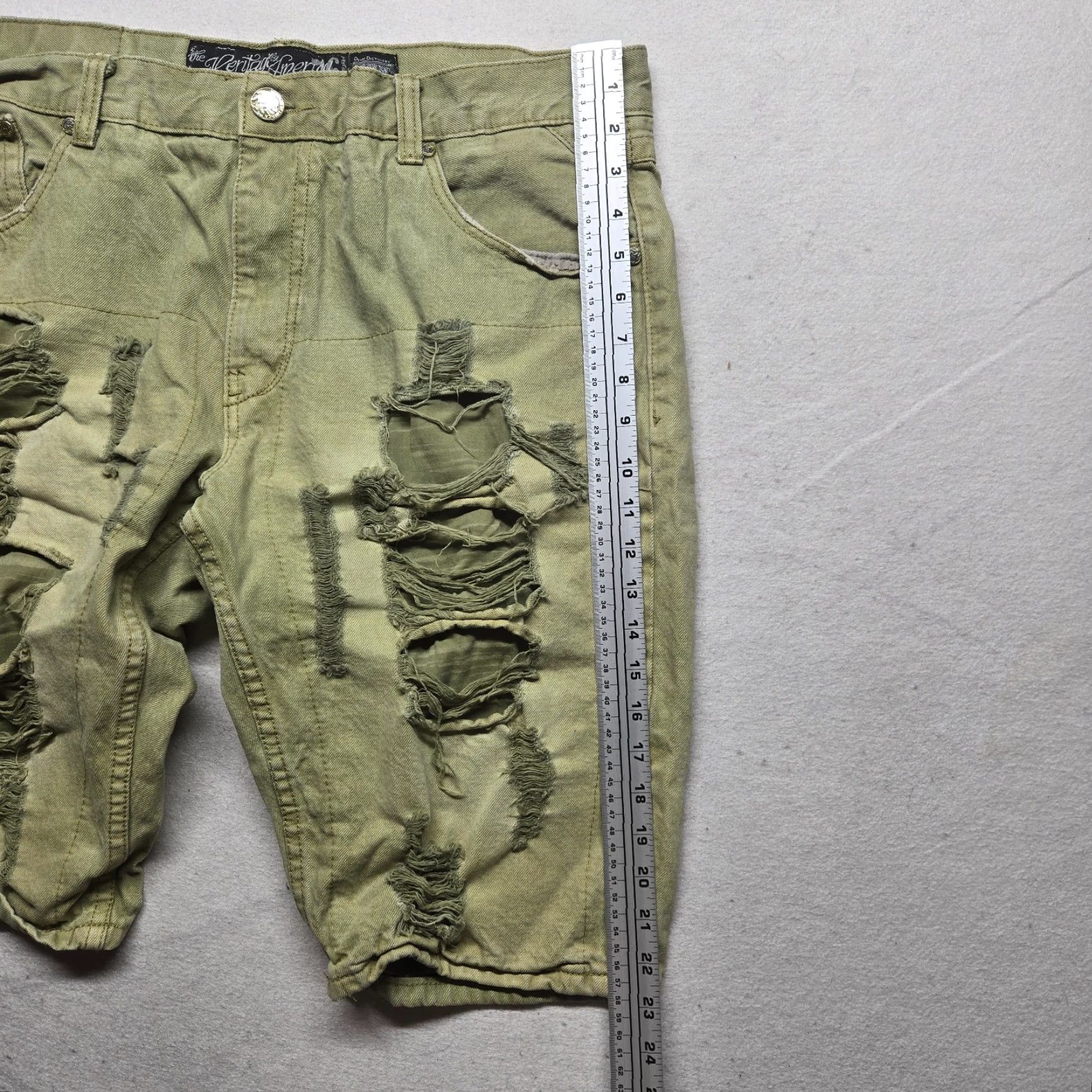 Vintage VINTAGE Heritage 76 Men's Shorts 40" Green Denim Distressed Biker Pants 90s Size US 40 / EU 56 - 4 Thumbnail