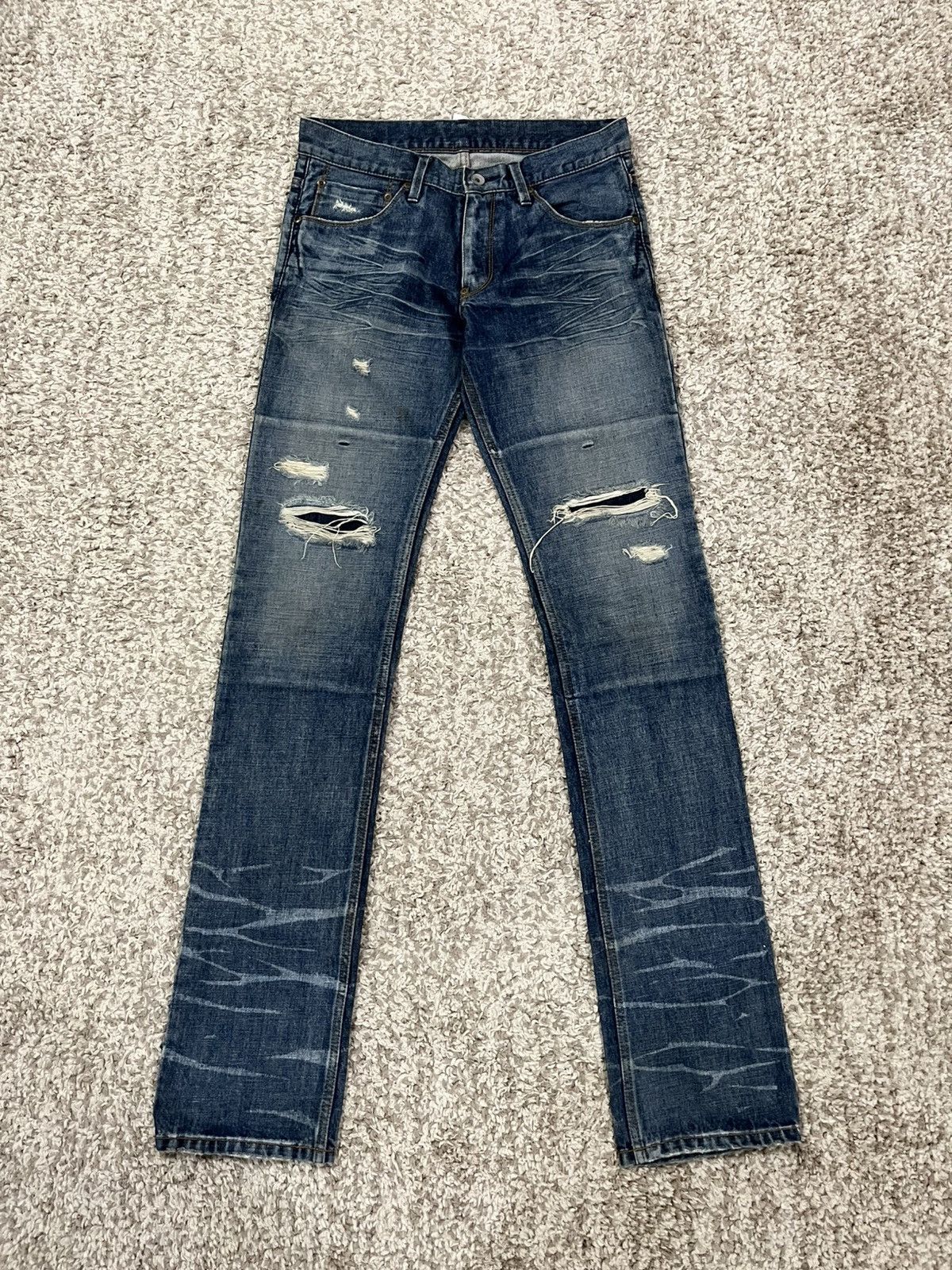 If Six Was Nine 🔥🔥 LUI’S JAPAN SKINNY PUNK DISTRESSED JEANS Size US 30 / EU 46 - 2 Thumbnail