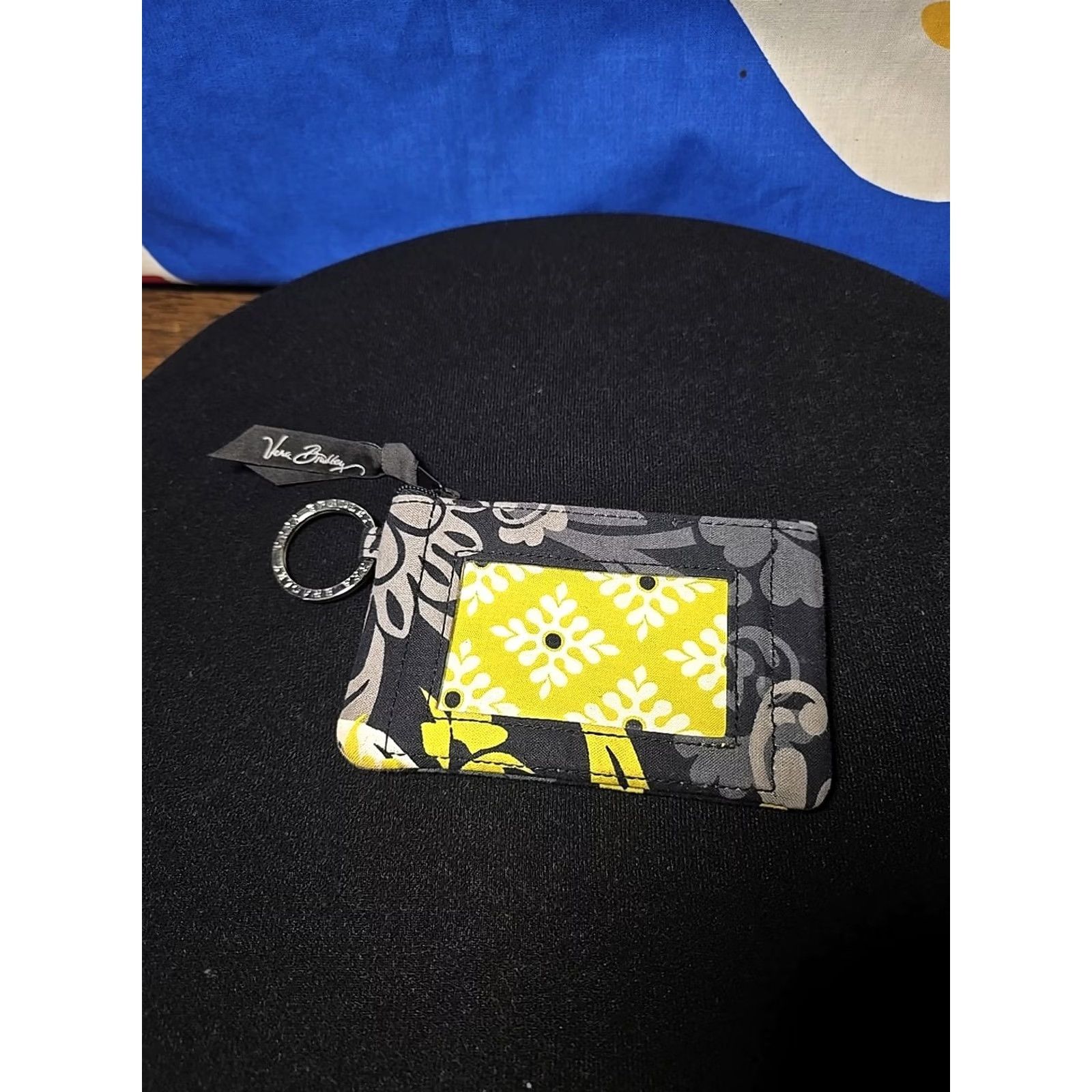 Vera Bradley Vera Bradley ID Case Holder Zip Coin Purse Wallet Black Gray Yellow Lucky You Size ONE SIZE - 2 Thumbnail