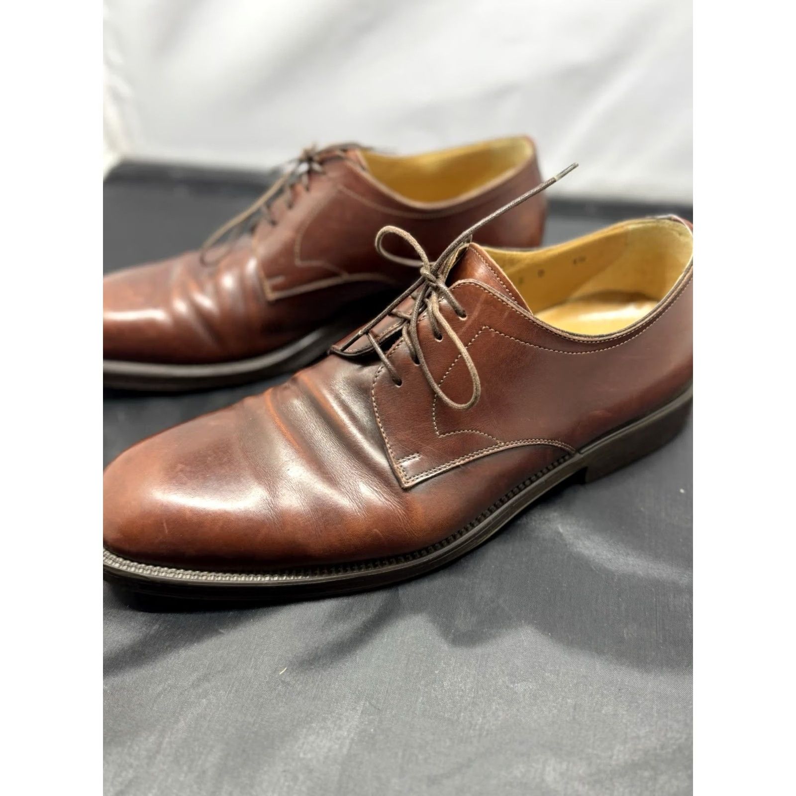 Santoni Santoni Men Dress Shoes Cap Toe Oxford Brown US 10 Leather Sole Leather Upper D Width Cap Toe Lace Up Style 101242 Mens Size ONE SIZE - 3 Thumbnail