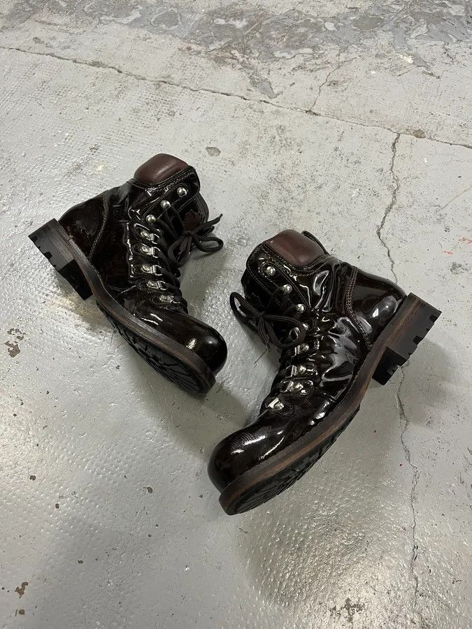 Dsquared2 2000s Dsquared2 Hiking Brown Patent Leather Boots Size US 8 / EU 41 - 2 Thumbnail