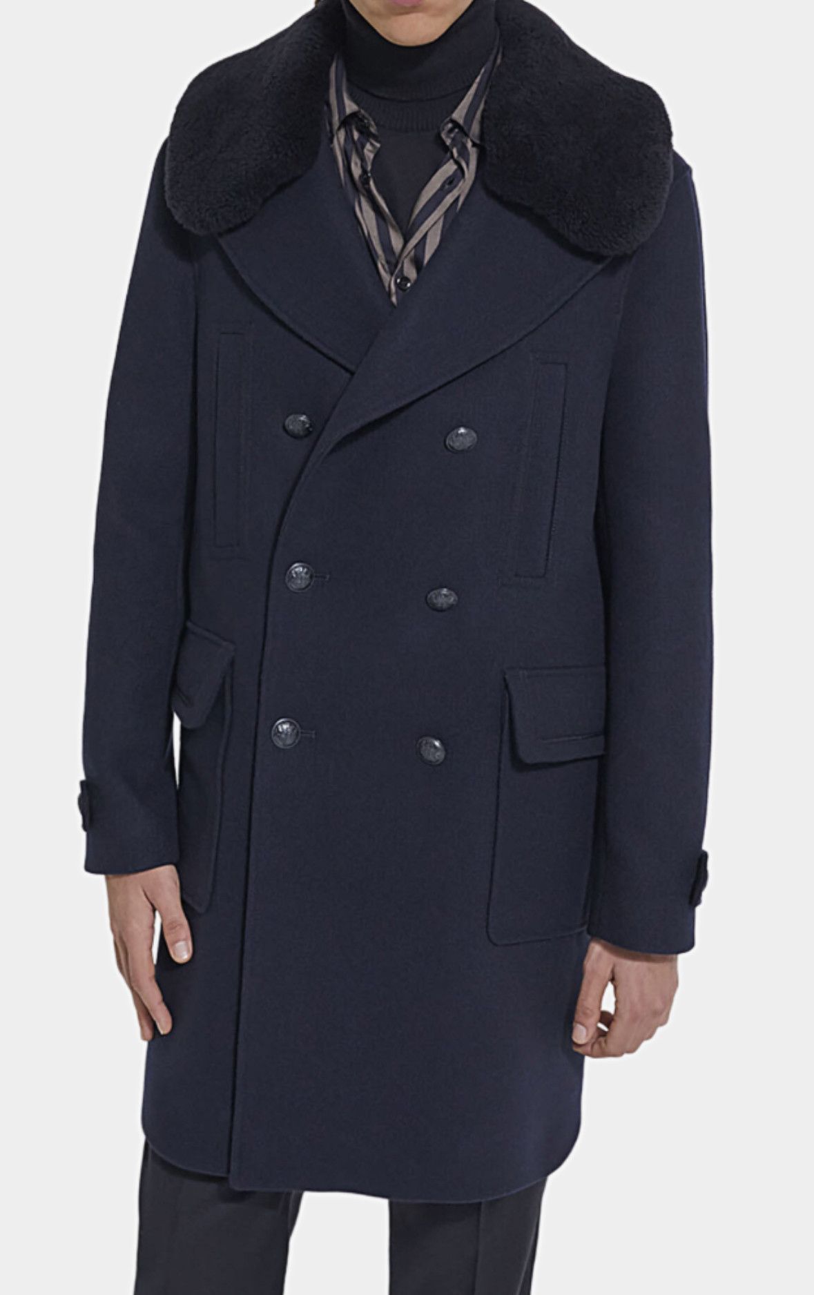 The Kooples Navy Wool Double-Breasted Officer' Coat Size US M / EU 48-50 / 2 - 1 Thumbnail