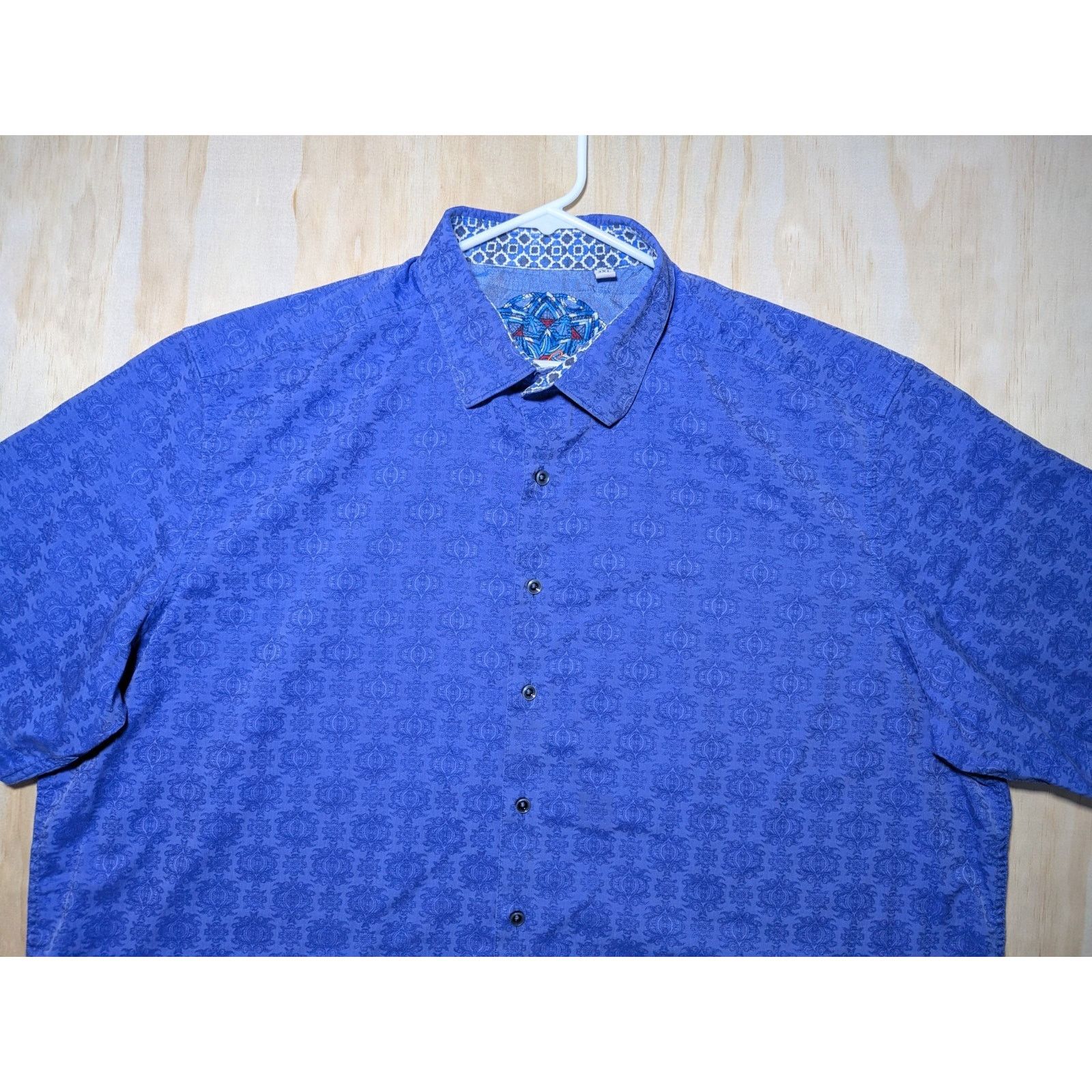 Robert Graham Robert Graham Men's 2XL Short Sleeve Button Down Shirt Blue Size US XXL / EU 58 / 5 - 4 Thumbnail