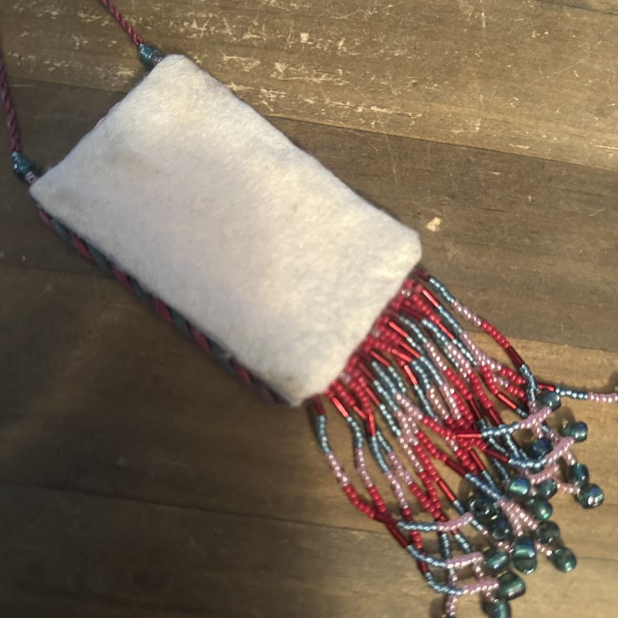 Vintage Vintage embroidered square pendant with bead fringe necklace Size ONE SIZE - 4 Thumbnail