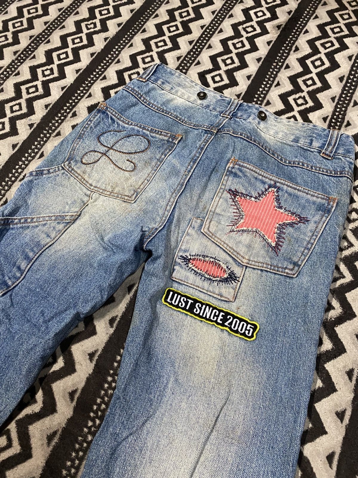 Designer × Japanese Brand Lust Patch Jeans Size 29" - 4 Thumbnail