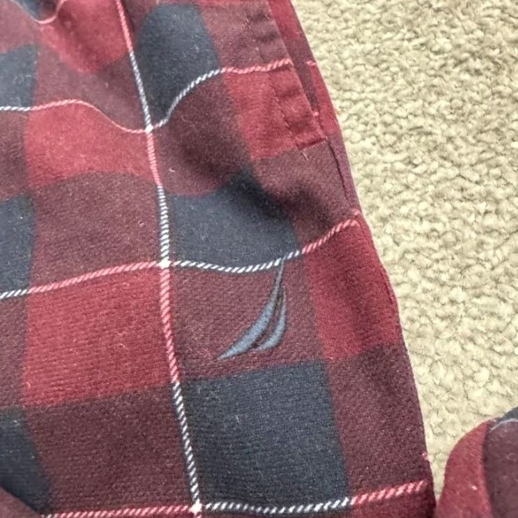 Nautica Nautica Pajama Pants Mens Small Plaid Fleece Loungewear Sleepwear Maroon Blue Size US 29 - 6 Thumbnail