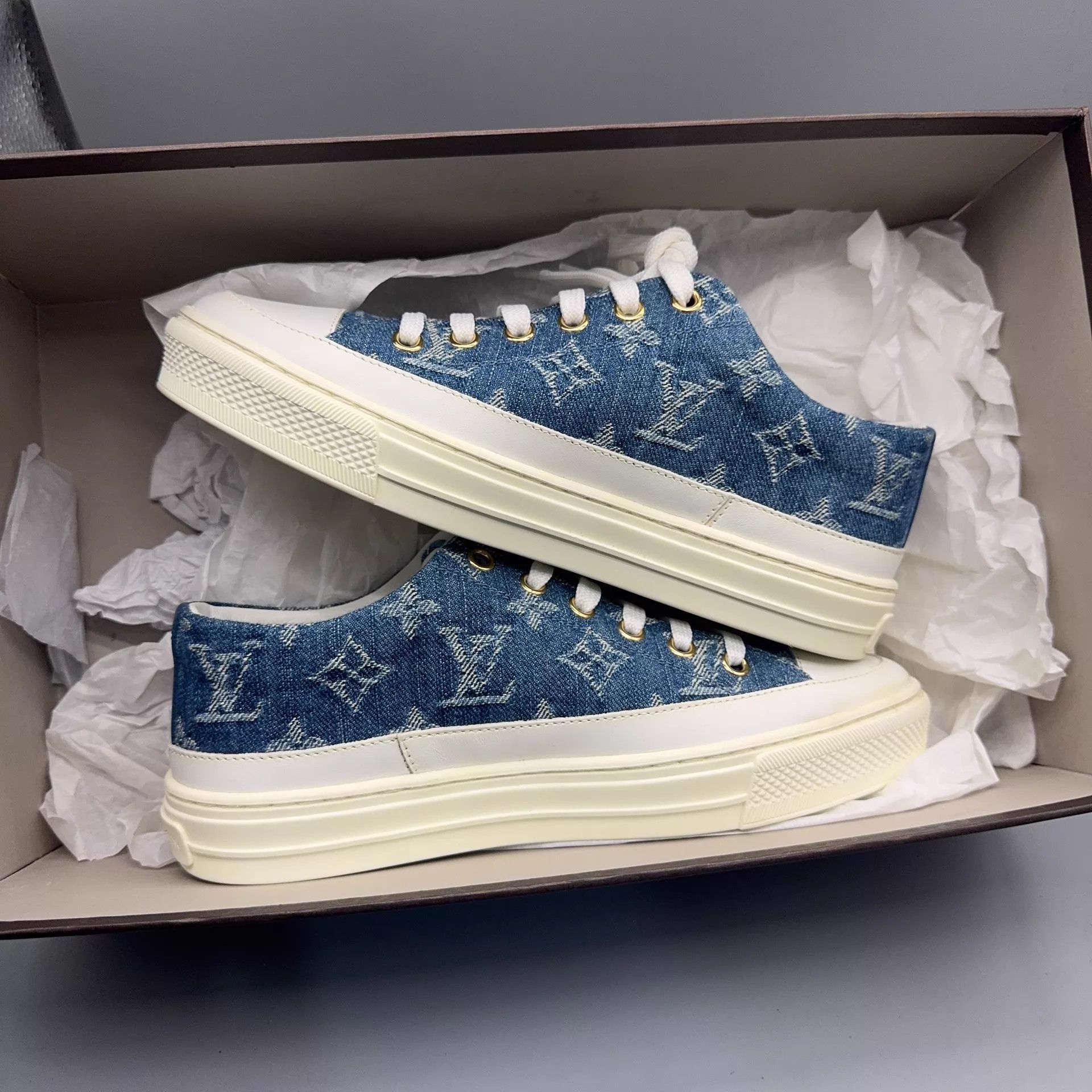 Louis Vuitton Louis Vuitton Stellar Denim Blue Sneakers Size US 5 / IT 35 - 6 Thumbnail